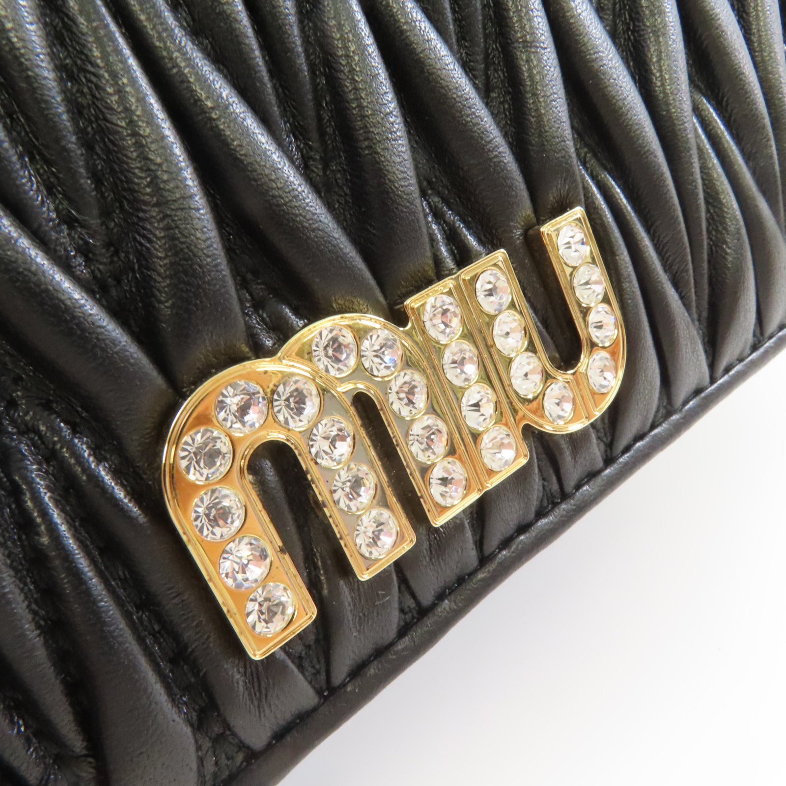 Miu Miu 羊皮皮革Chain Shoulder Bag金扣鏈帶肩背袋黑色