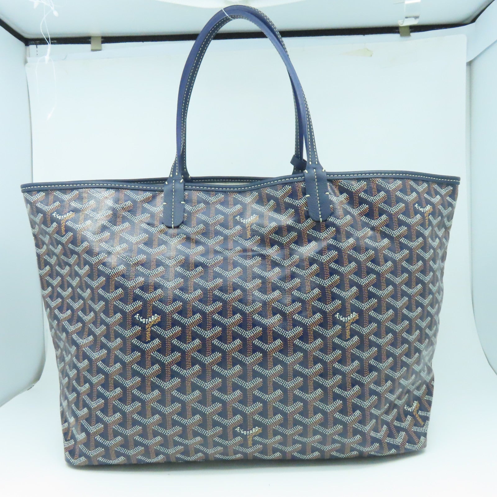 GOYARD 塗層帆布Saint Louis PM銀扣手挽袋藍色