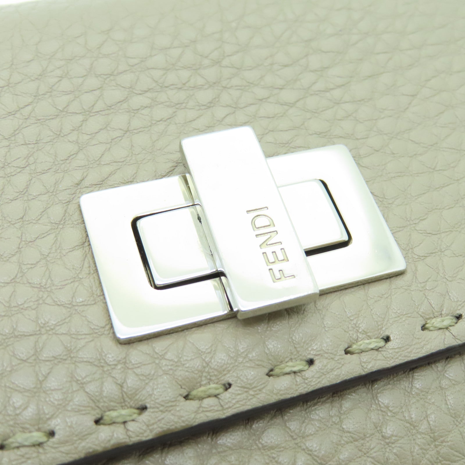 FENDI 牛皮皮革Fold Wallet銀扣錢包灰色