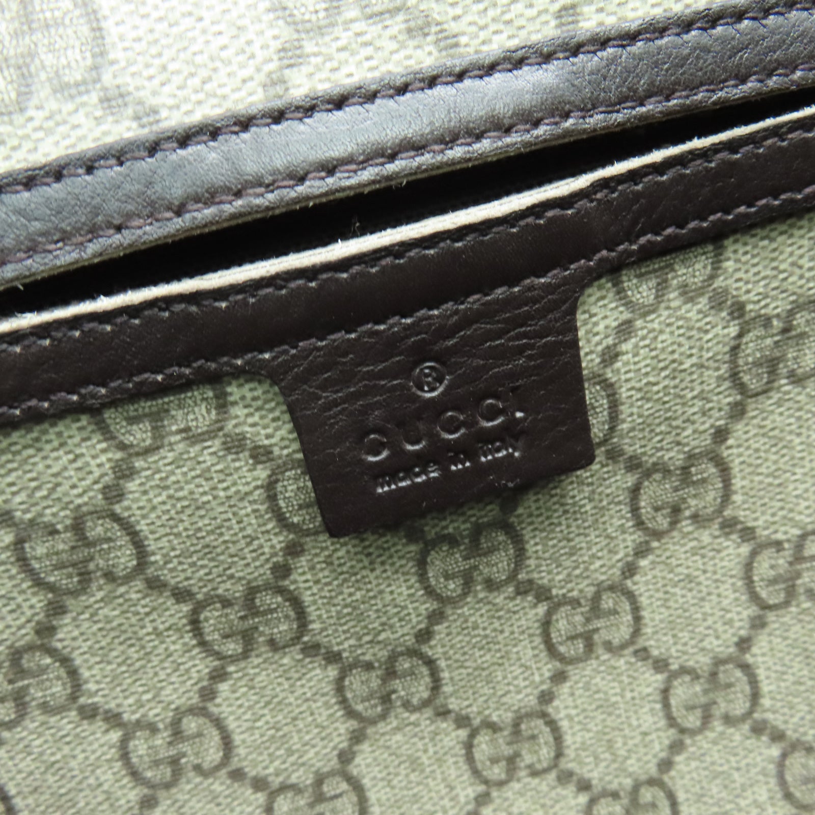 GUCCI 塗層帆布Tote Bag金扣手挽袋棕色