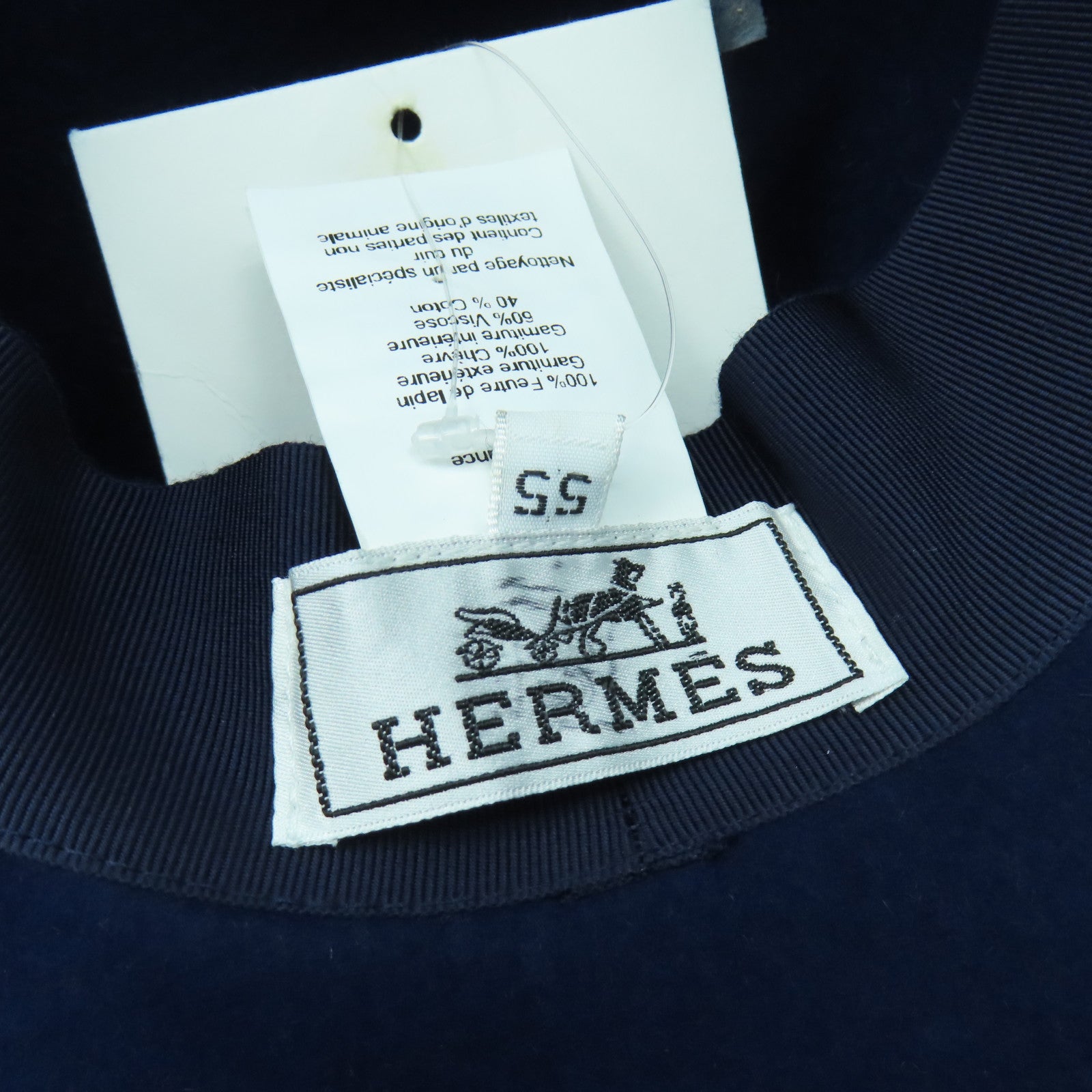 HERMES 【激減優惠】羊毛Chapeau Femme Pallas Feutre De Hat帽子深藍色