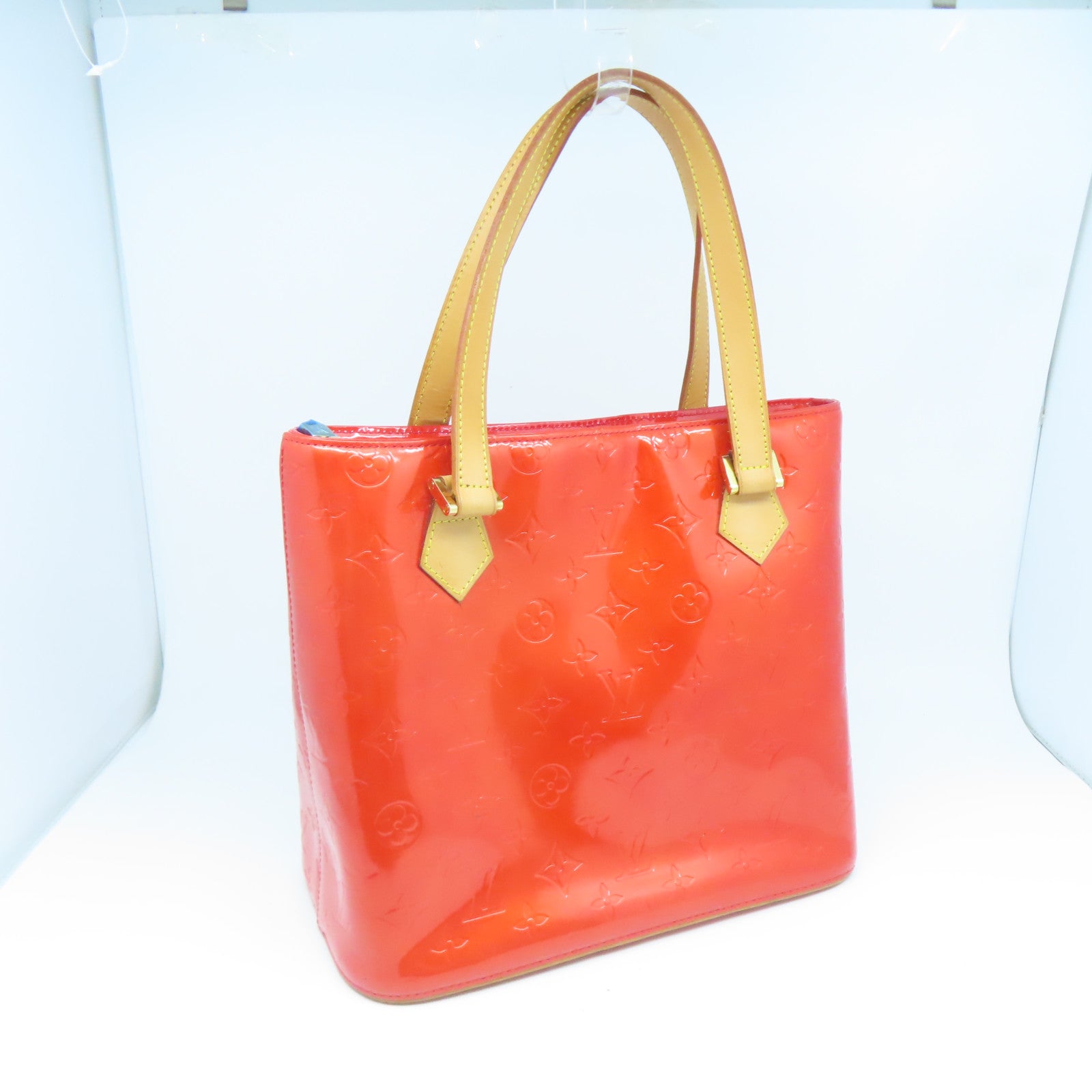 LOUIS VUITTON Monogram Vernis Houston金扣手挽袋橙色