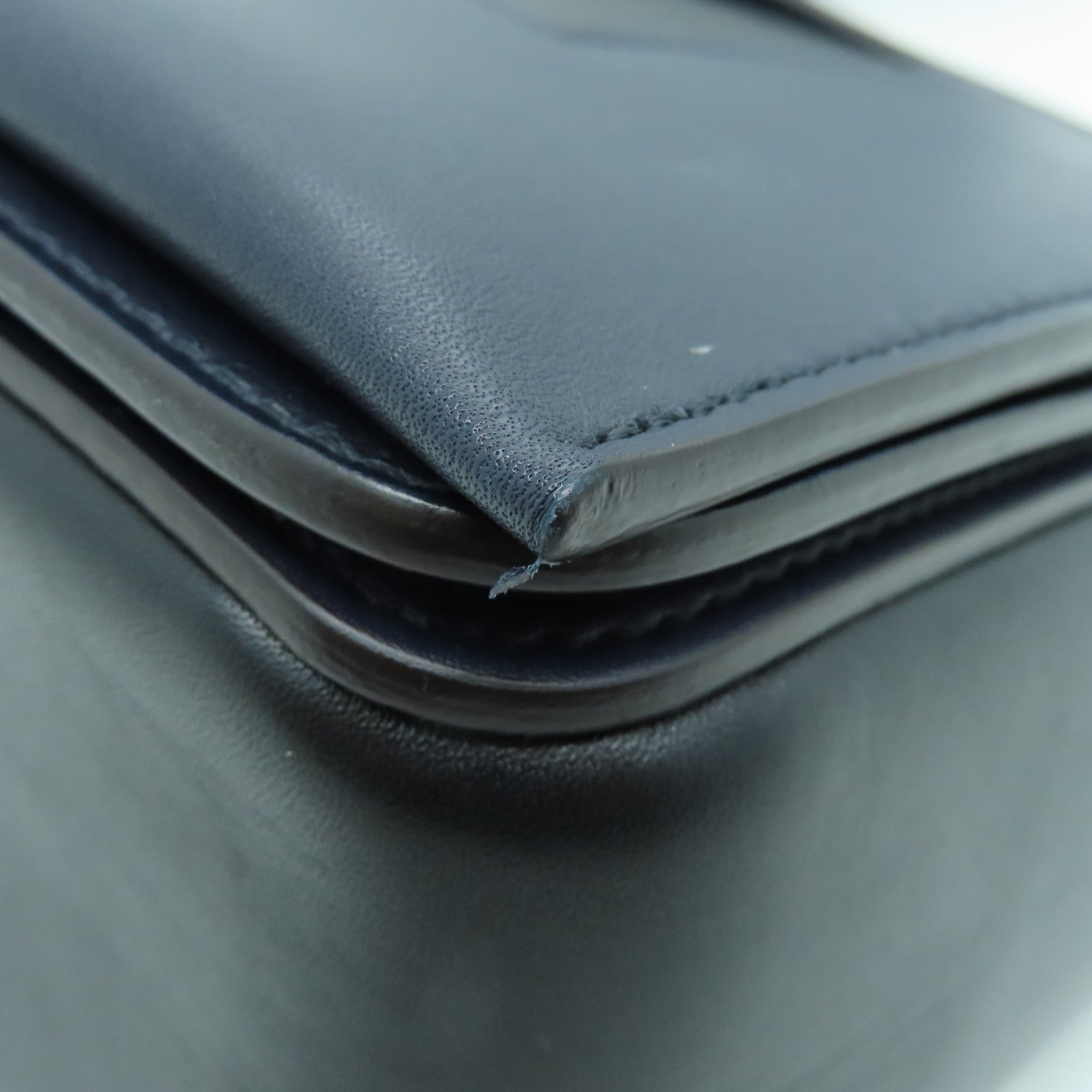CELINE 牛皮皮革Medium Frame Bag金扣肩背袋黑色/深藍色