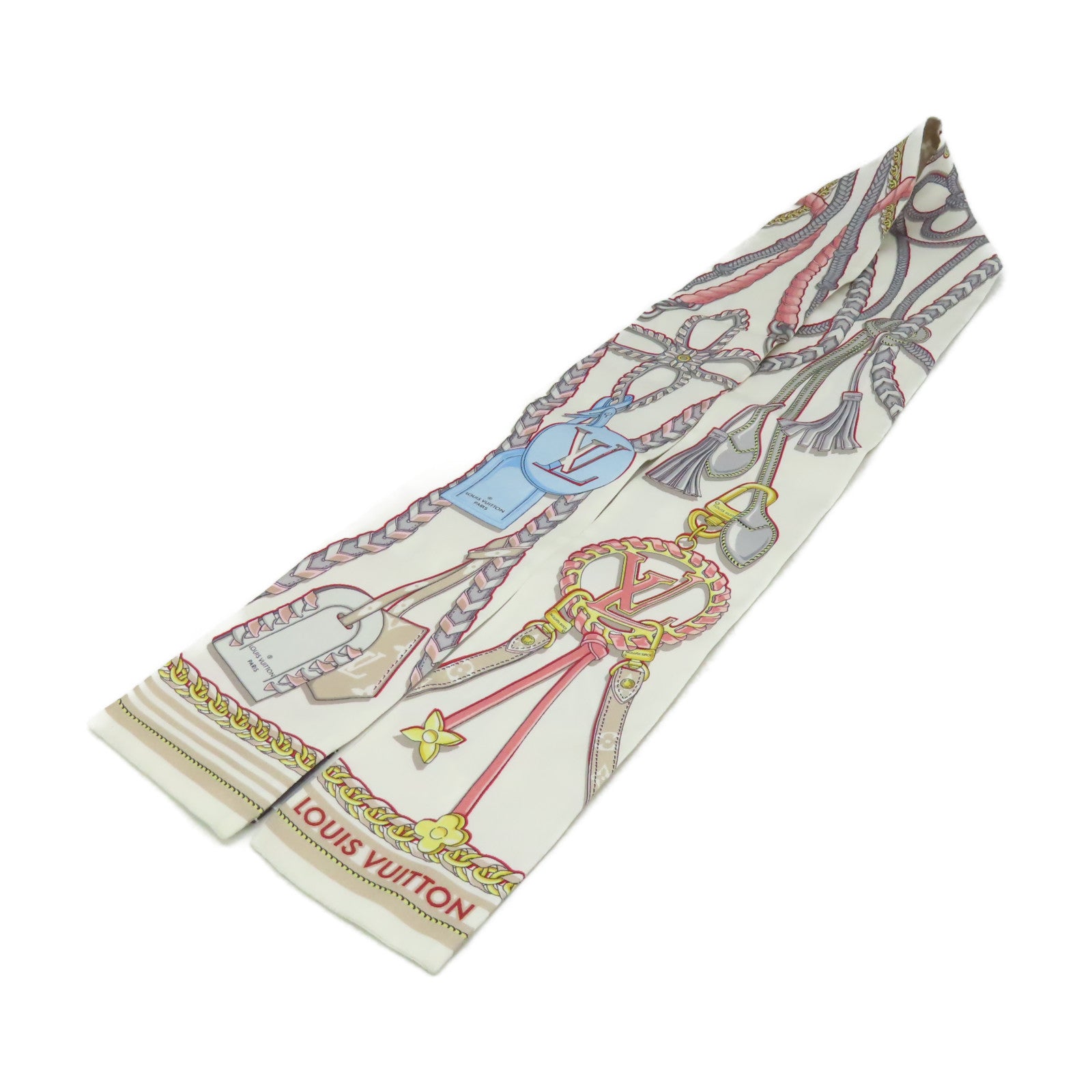 LOUIS VUITTON 絲質Mix and Straps Scarf絲巾米色/多色