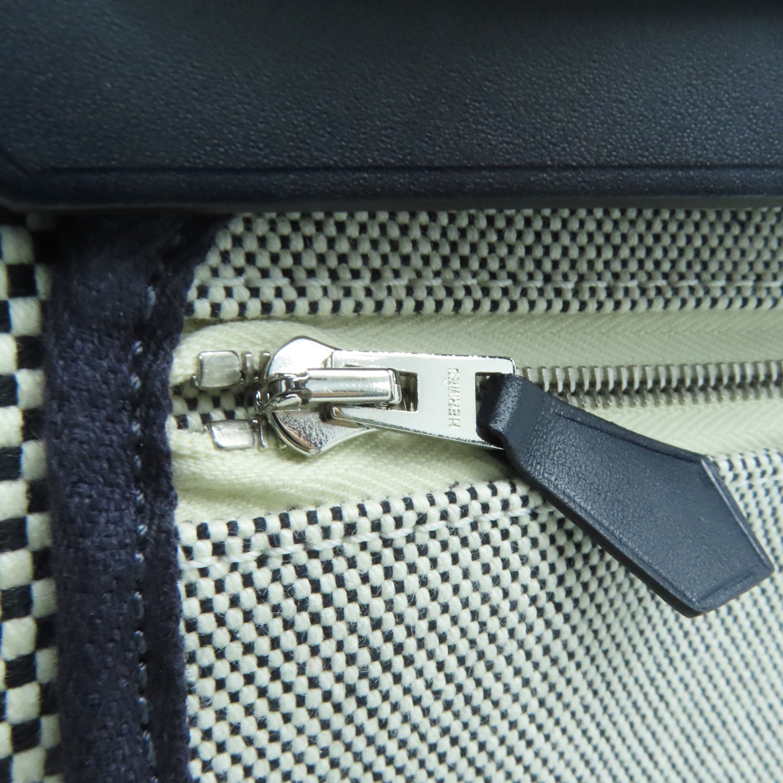 HERMES 帆布A Dos Zip Retourne银扣背包蓝色白色