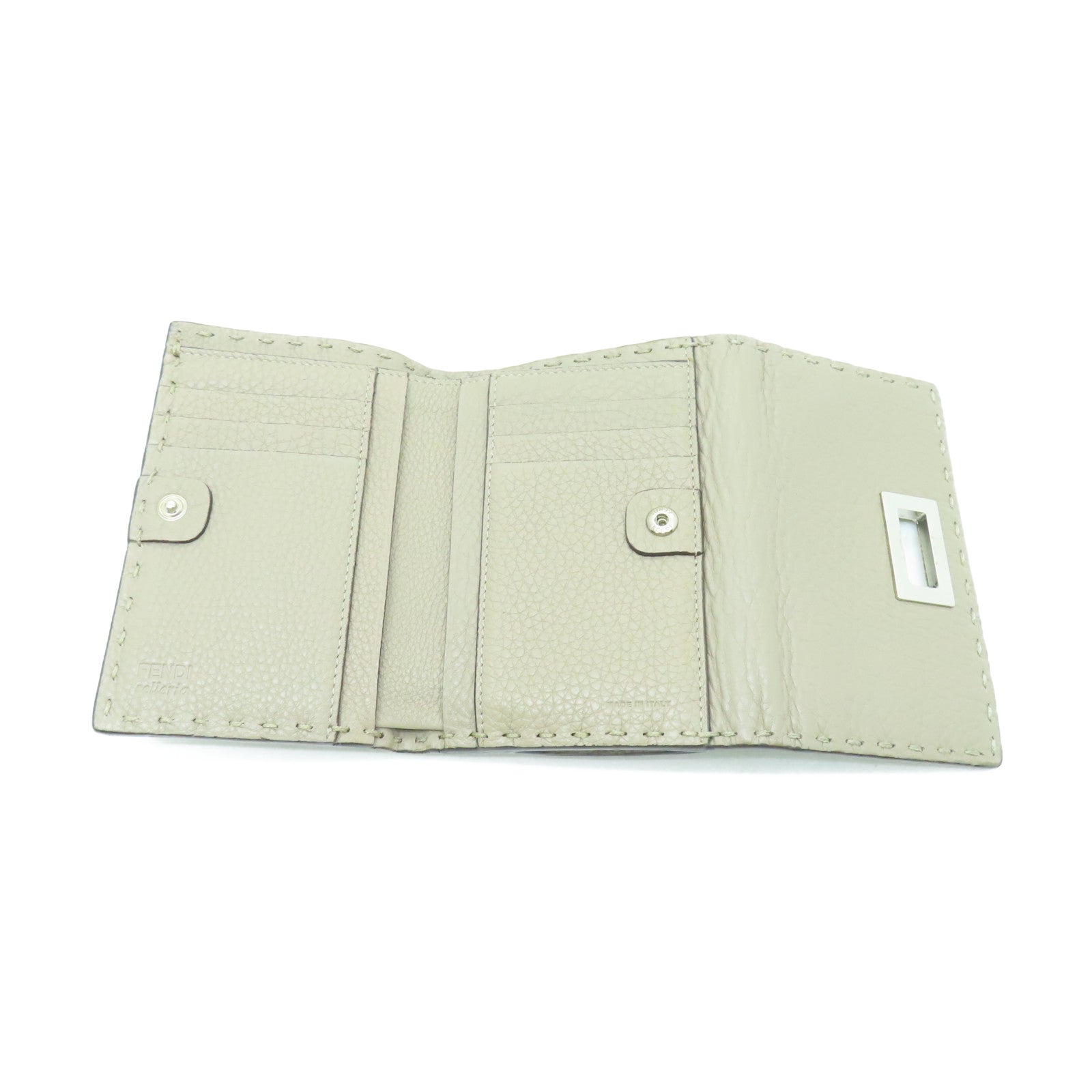 FENDI 牛皮皮革Fold Wallet銀扣錢包灰色