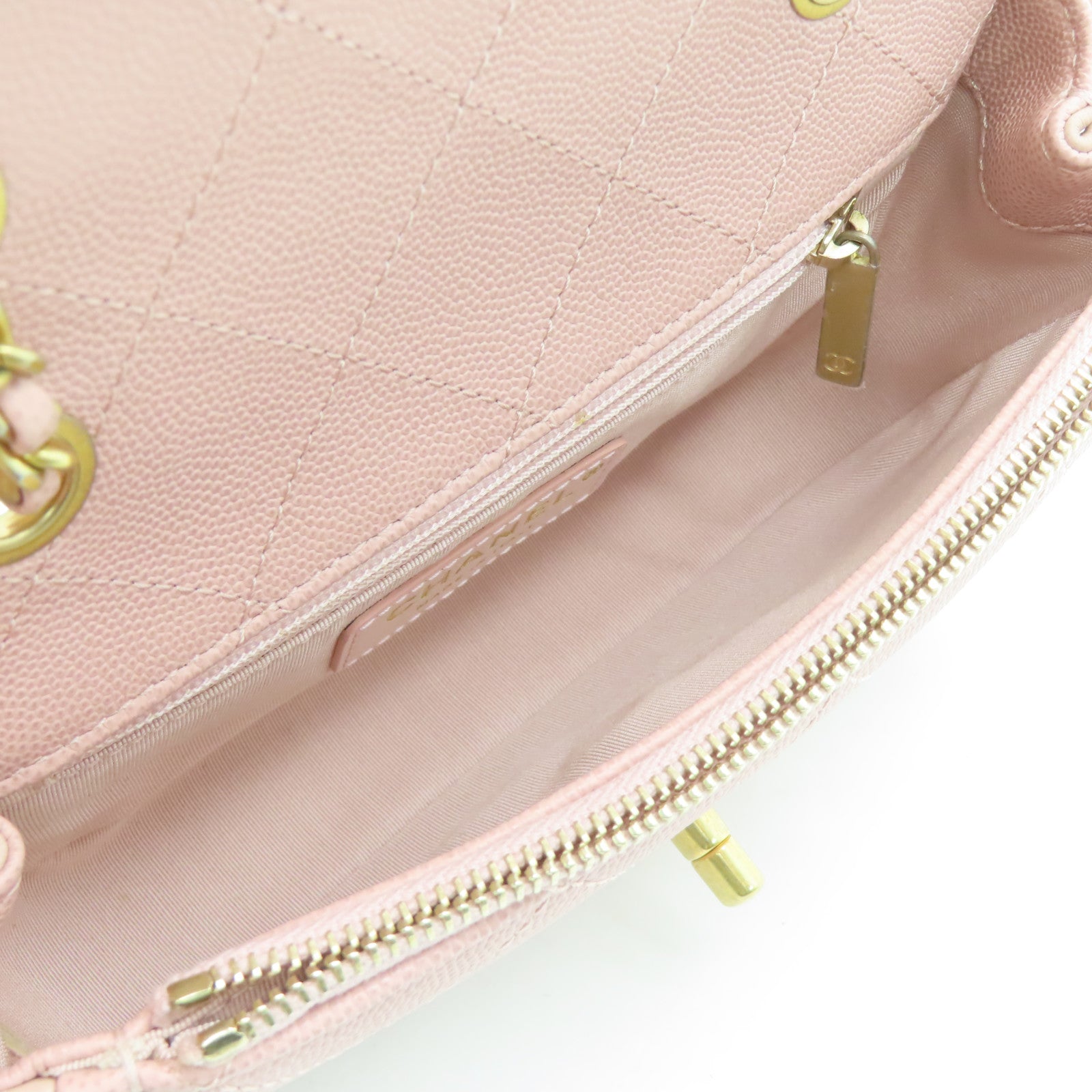 CHANEL 牛皮皮革Chain Shoulder Bag金扣链带肩背袋粉红色