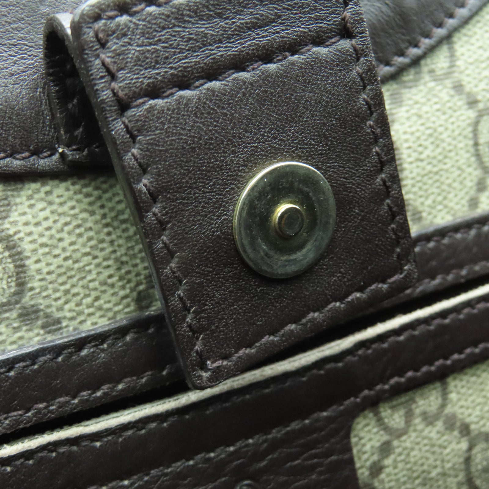 GUCCI 塗層帆布Tote Bag金扣手挽袋棕色