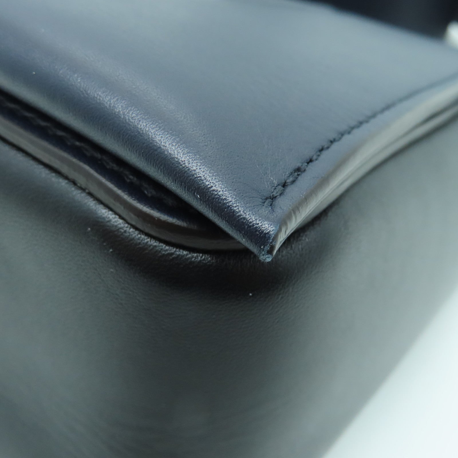 CELINE Leather Medium Frame Bag Gold Buckle Black/Navy Blue