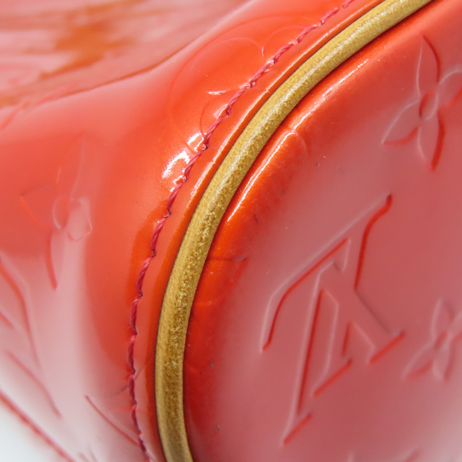 LOUIS VUITTON Monogram Vernis Houston金扣手挽袋橙色
