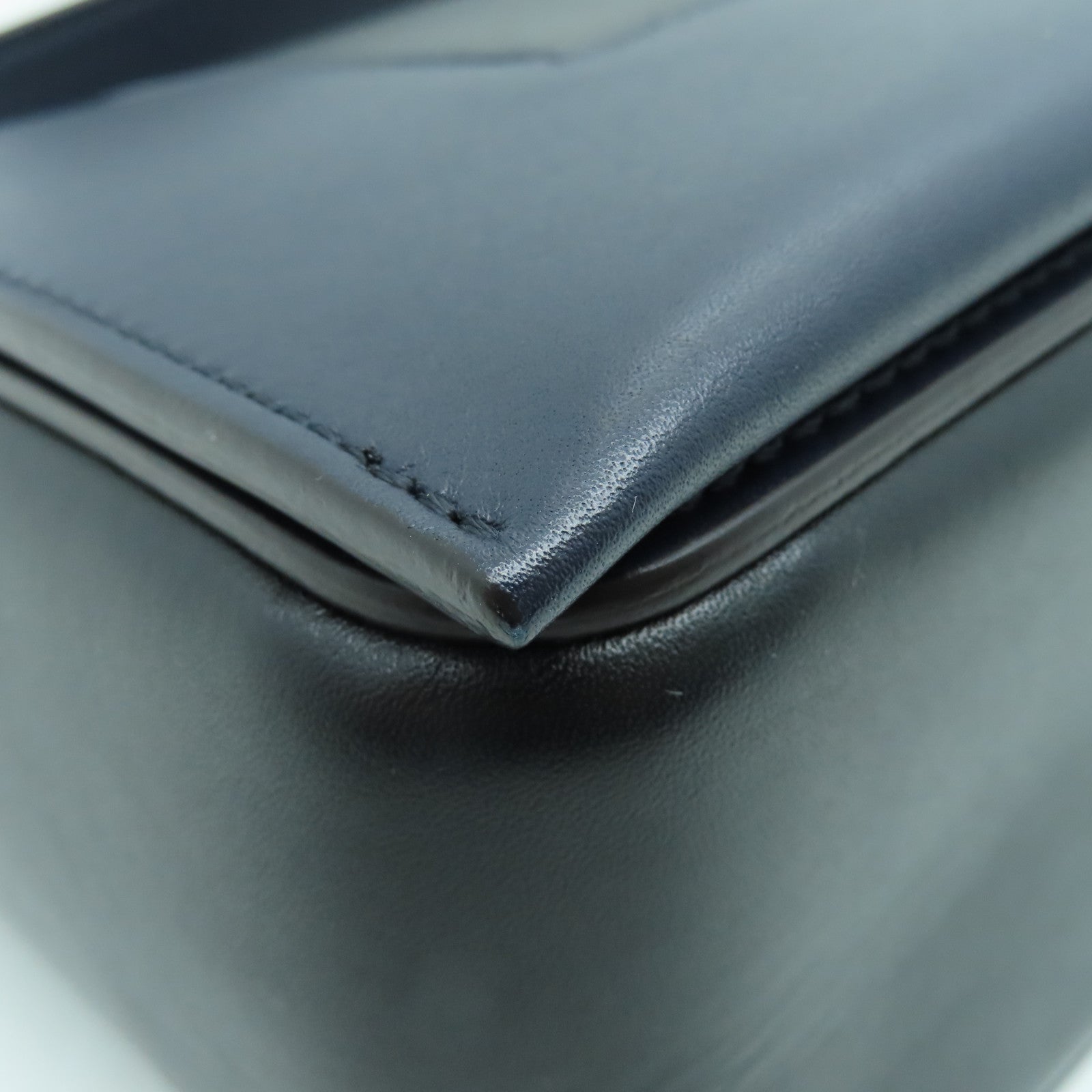 CELINE 牛皮皮革Medium Frame Bag金扣肩背袋黑色/深藍色