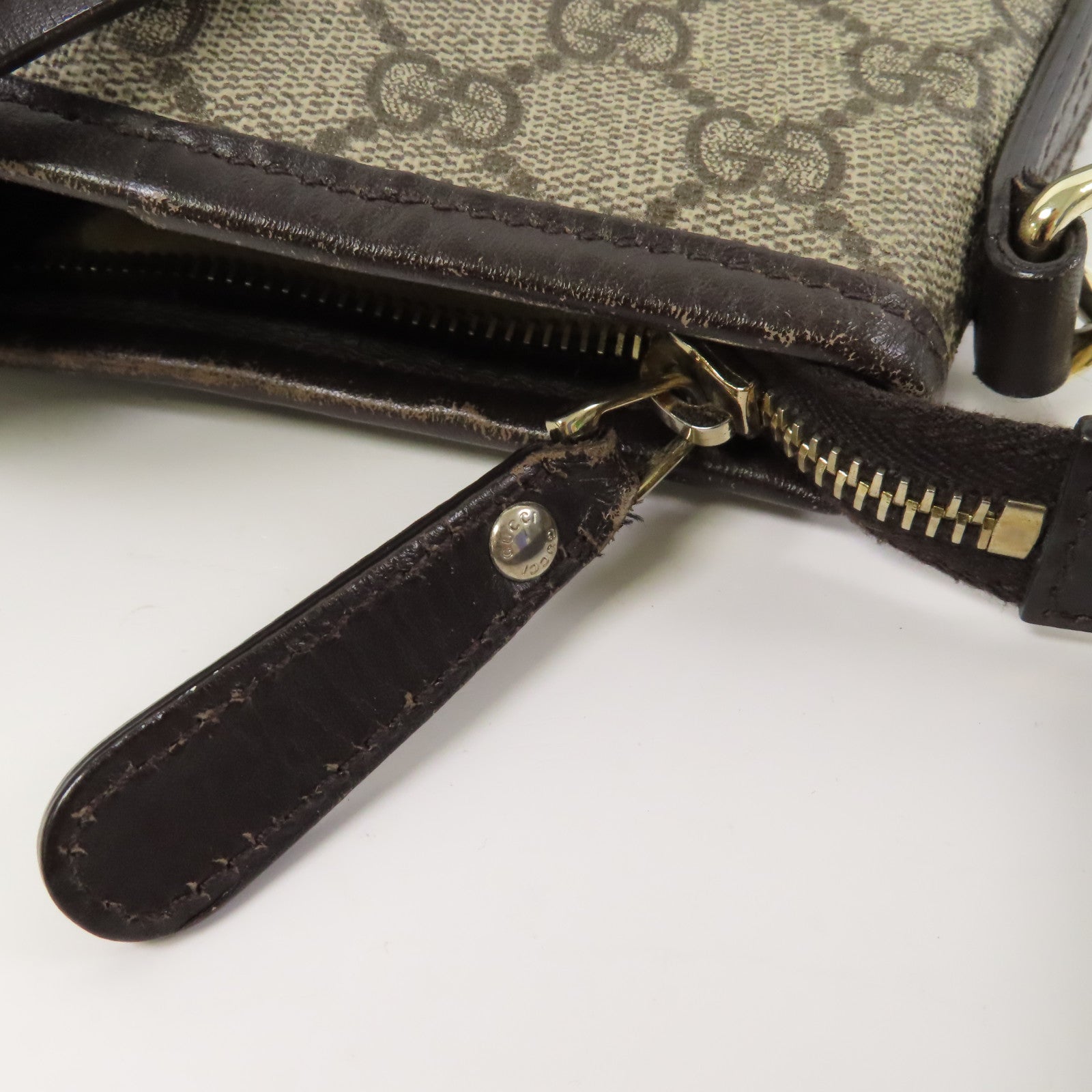 GUCCI 塗層帆布2 Way Shoulder金扣手挽肩背兩用袋啡色