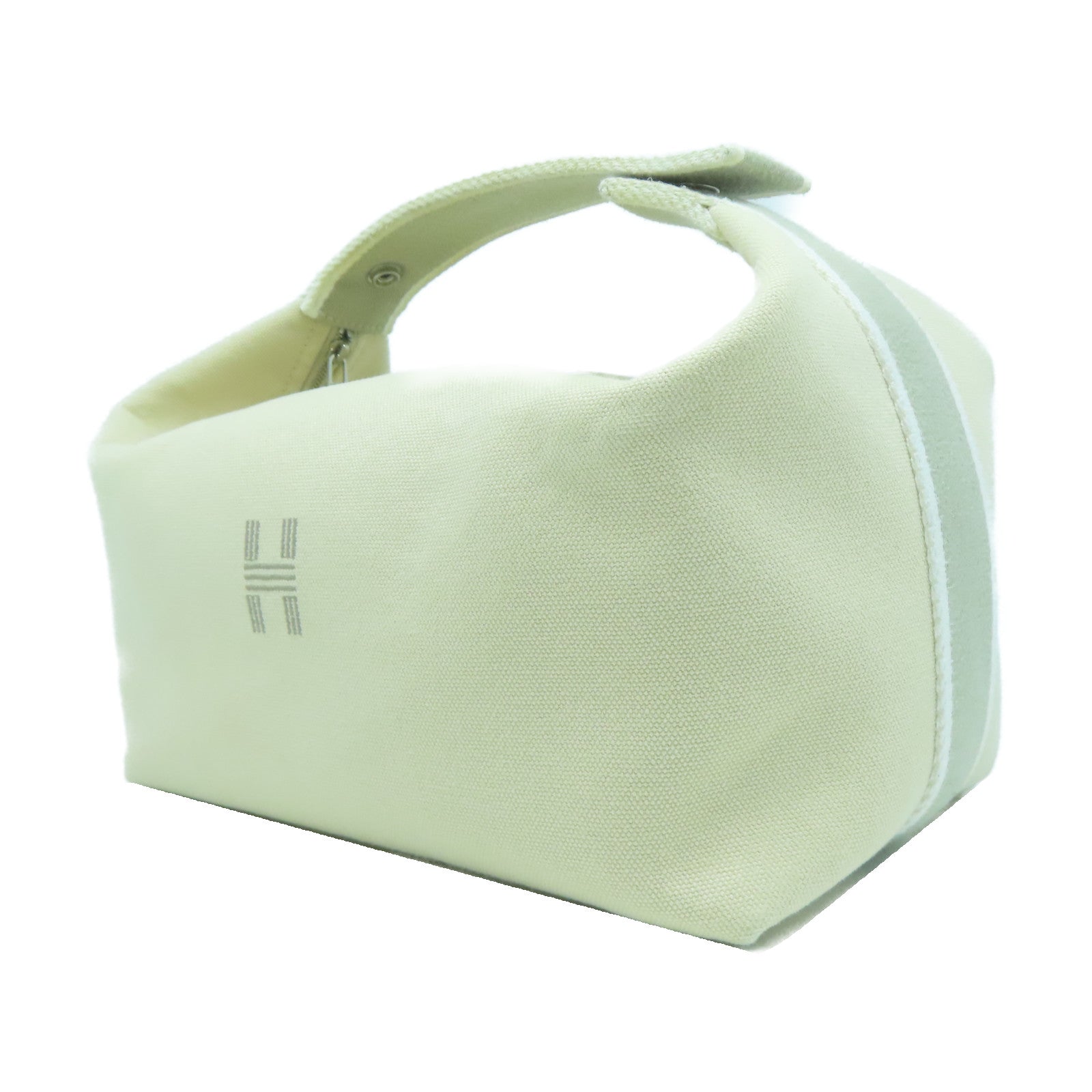 HERMES 帆布Bride-a-Brac銀扣手挽袋米色