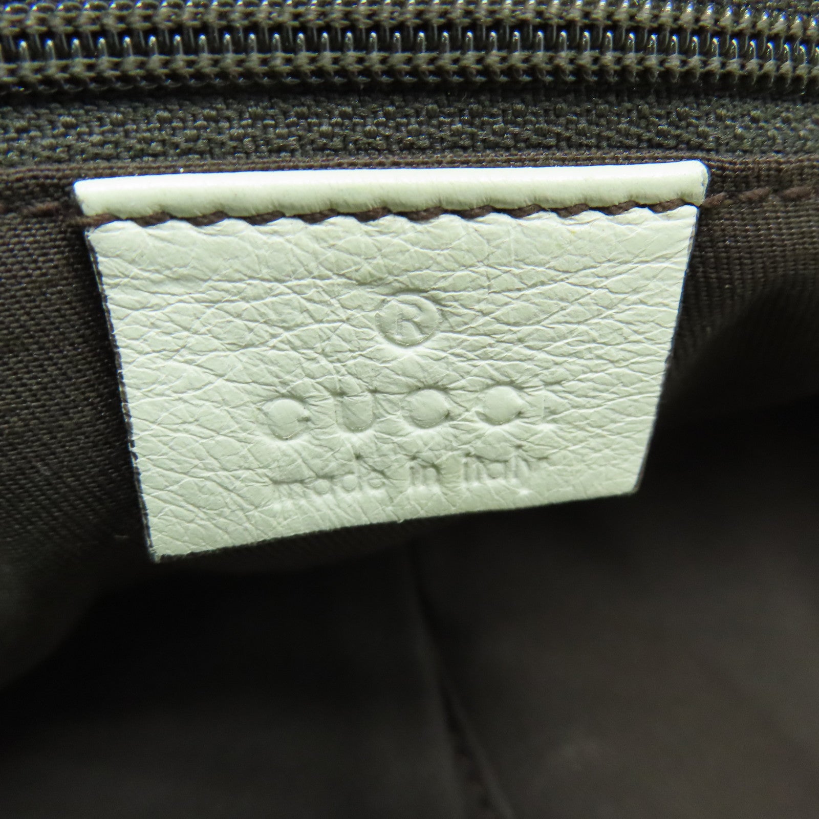 GUCCI 帆布Web Flap Tote金扣手挽袋棕色/白色
