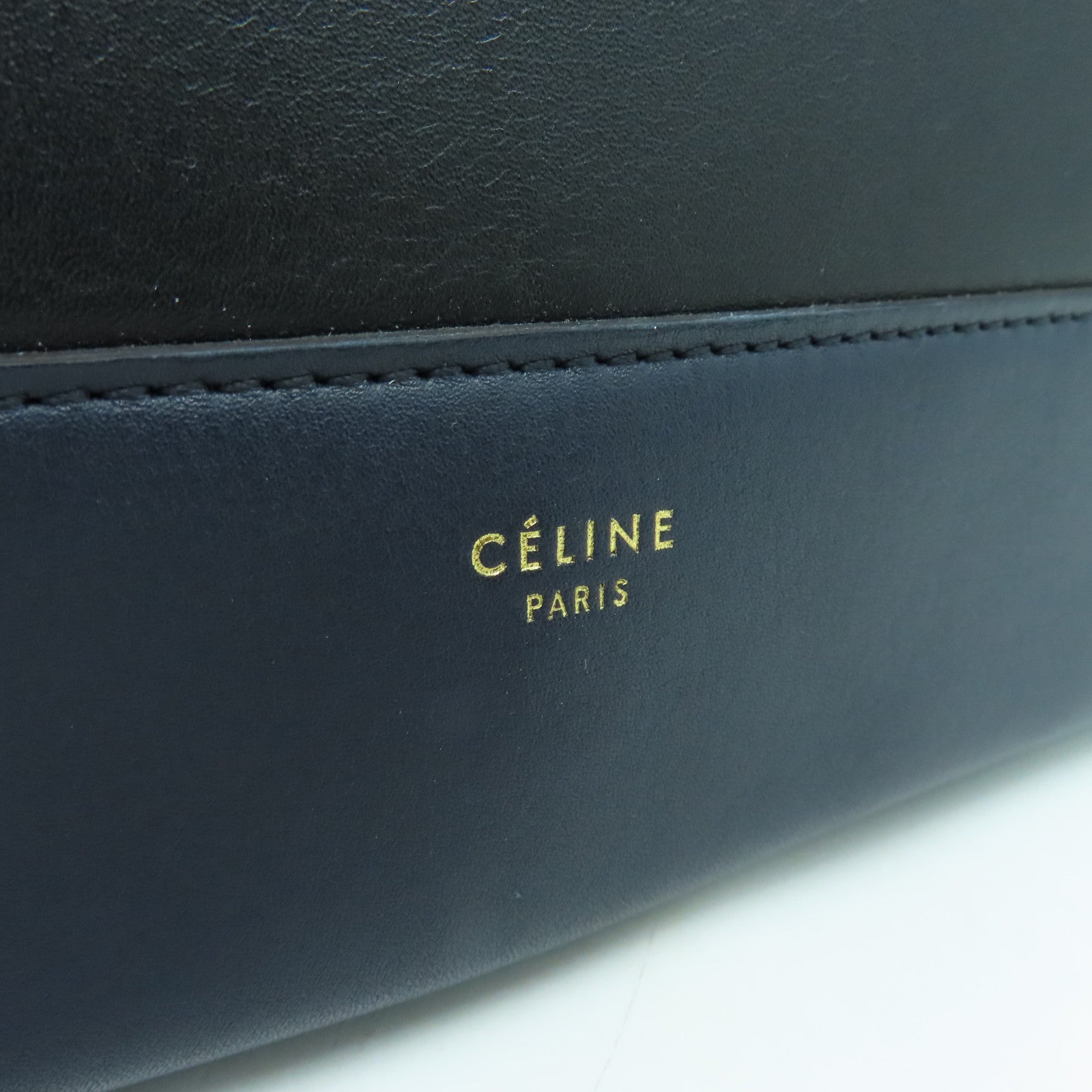 CELINE 牛皮皮革Medium Frame Bag金扣肩背袋黑色/深藍色