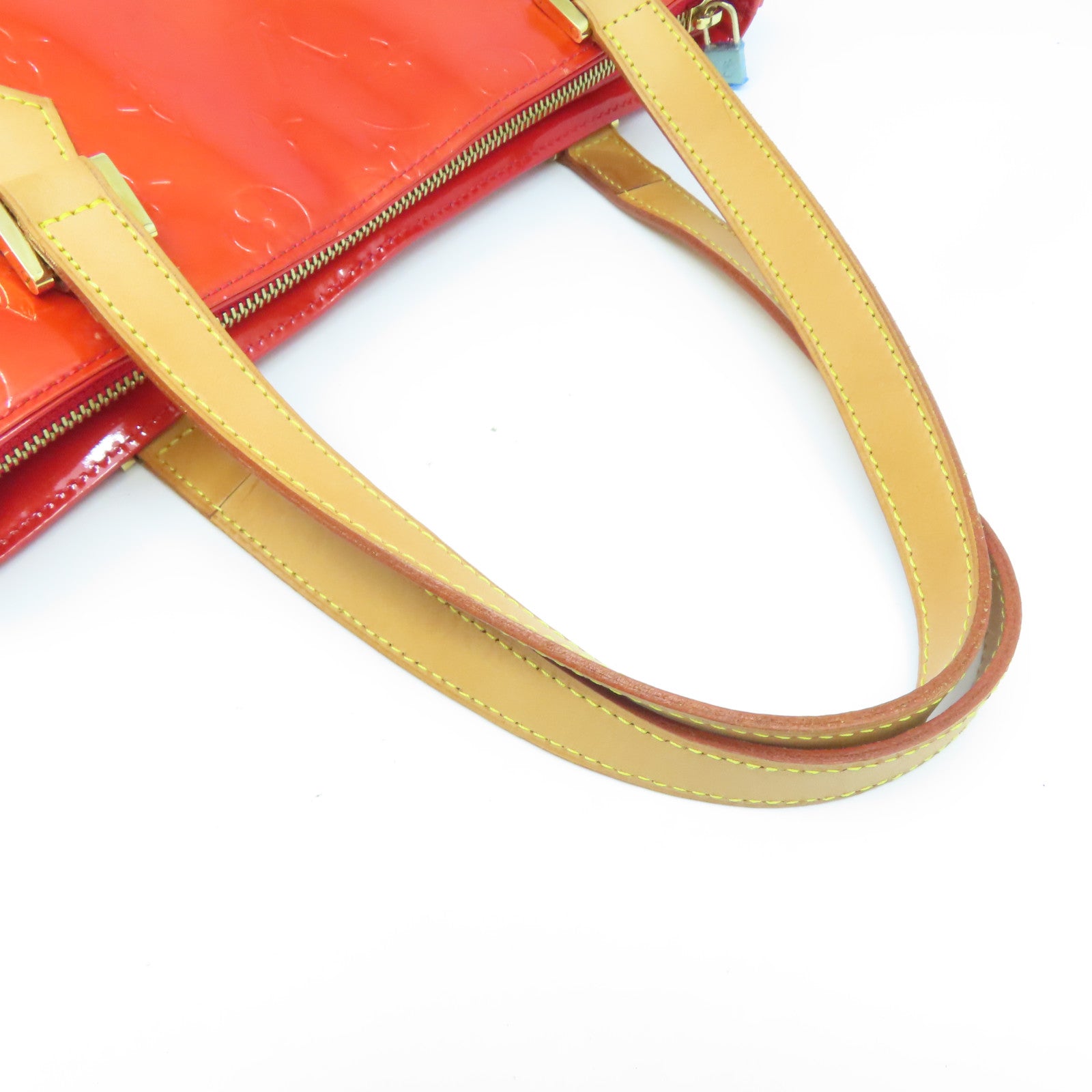 LOUIS VUITTON Monogram Vernis Houston金扣手挽袋橙色