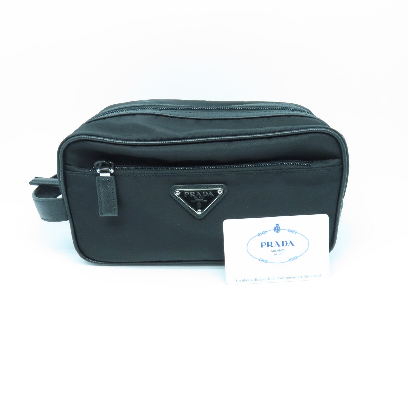 PRADA 尼龍Handbag銀扣手挽袋黑色