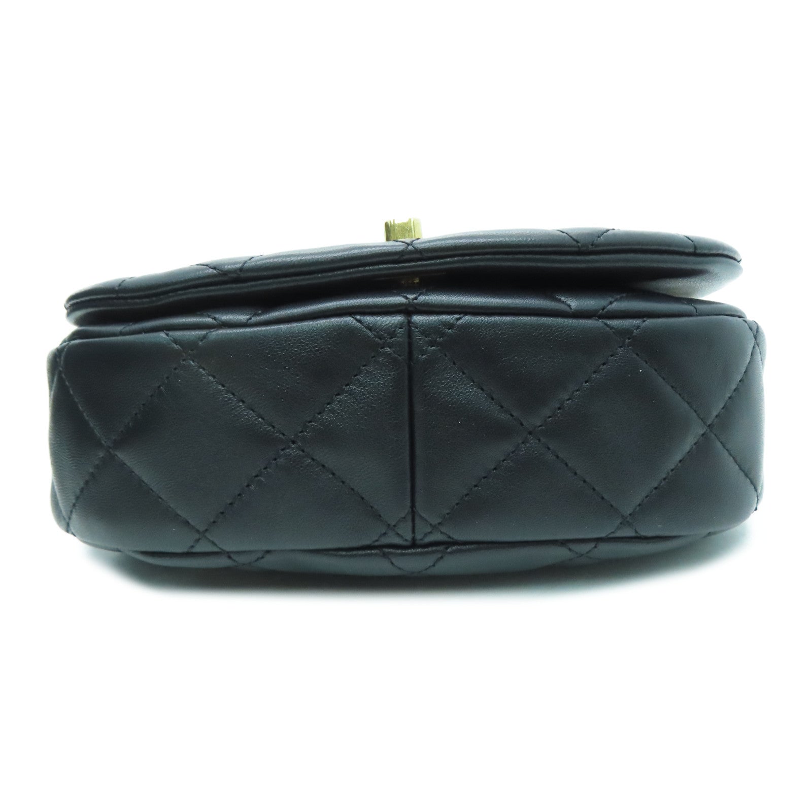 CHANEL 菱格羊皮皮革Chain Shoulder Bag金扣链带肩背袋黑色