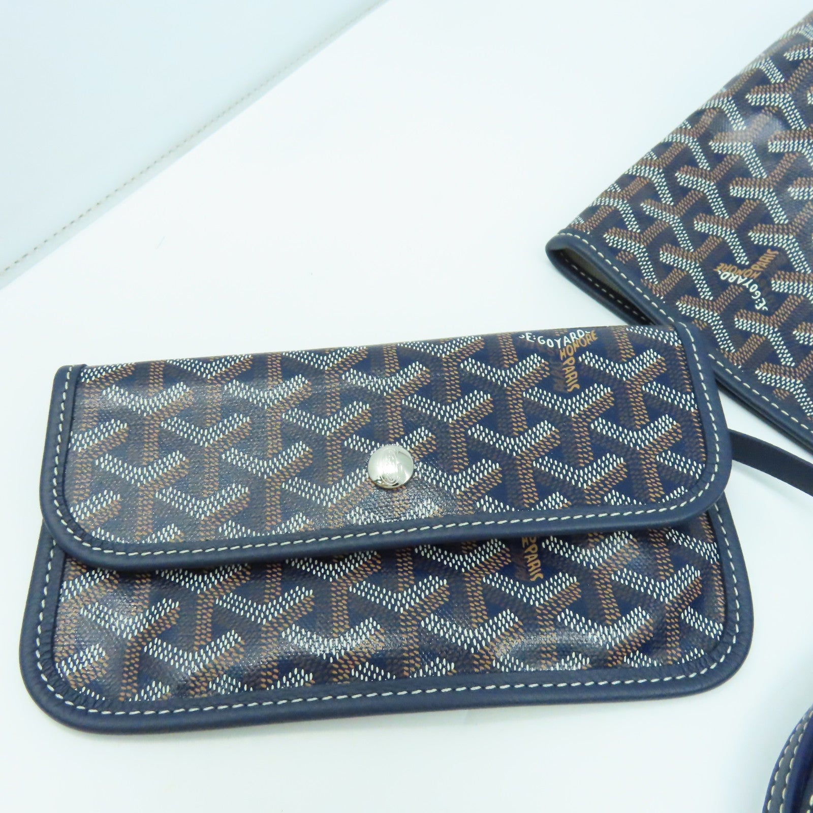 GOYARD 塗層帆布Saint Louis PM銀扣手挽袋藍色