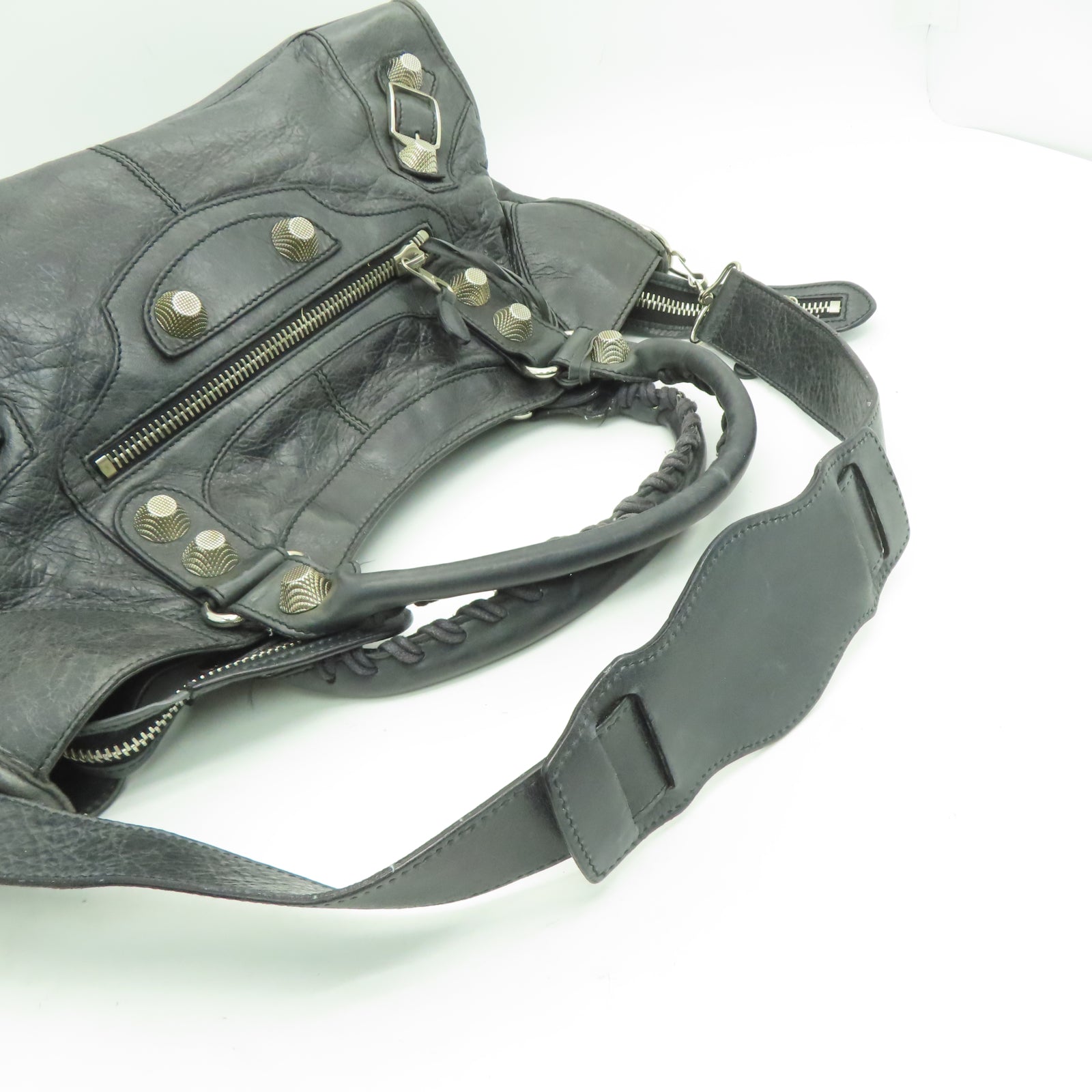 BALENCIAGA 【激減優惠】牛皮皮革Giant Part Time銀扣手挽肩背兩用袋黑色
