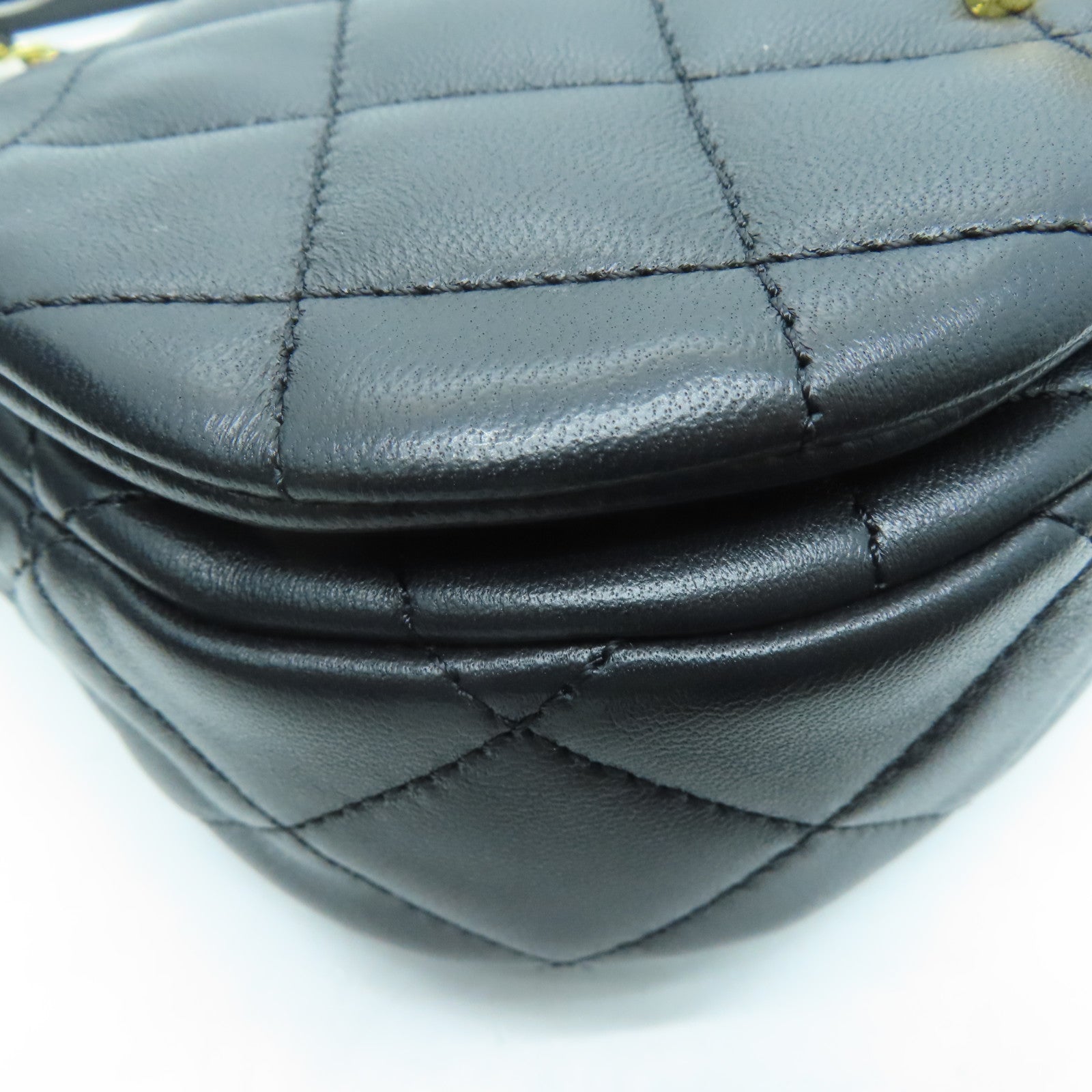 CHANEL 菱格羊皮皮革Chain Shoulder Bag金扣链带肩背袋黑色