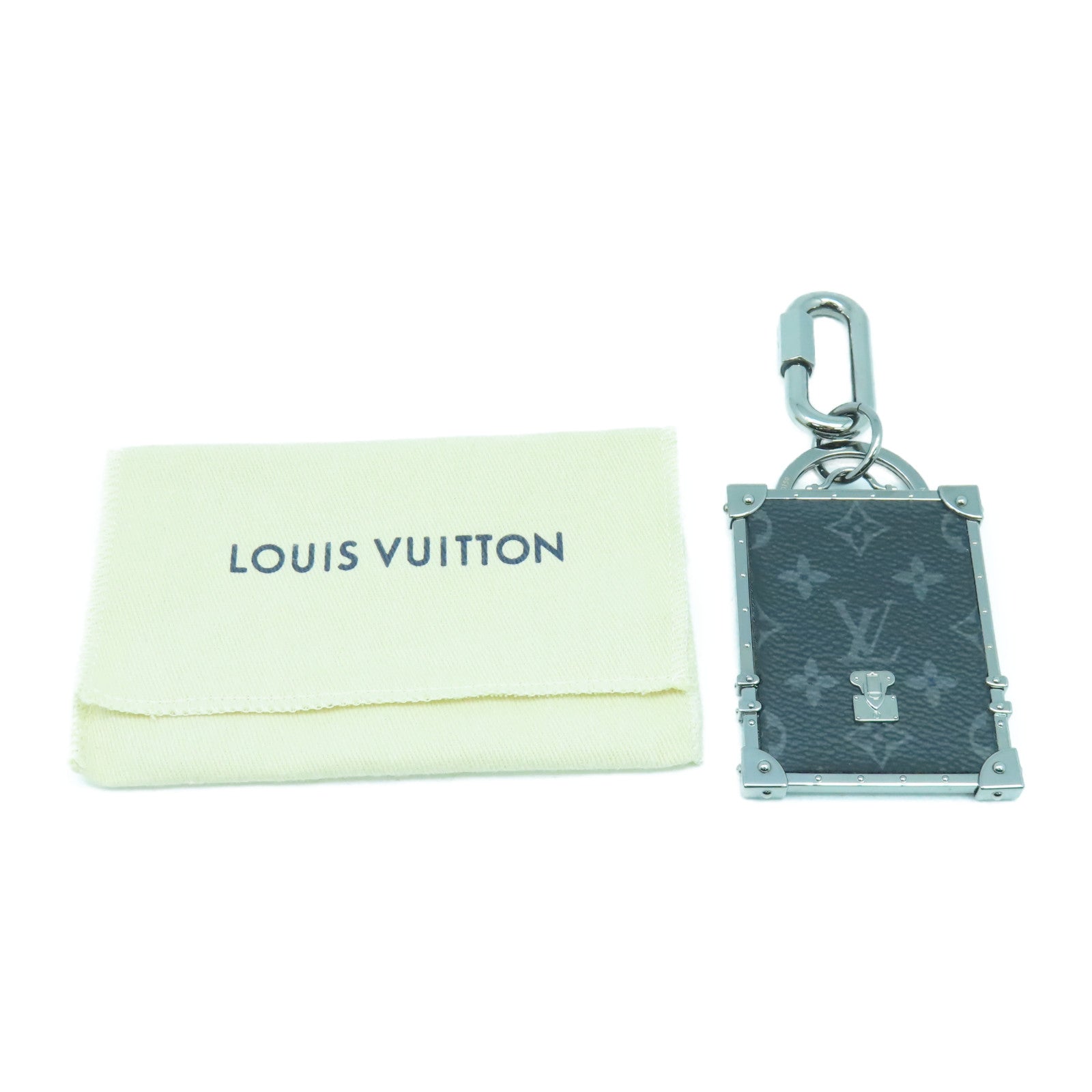 LOUIS VUITTON 金屬/Monogram Eclipse Mini Trunk Bag Charm/Key Holder銀扣鑰匙圈黑色