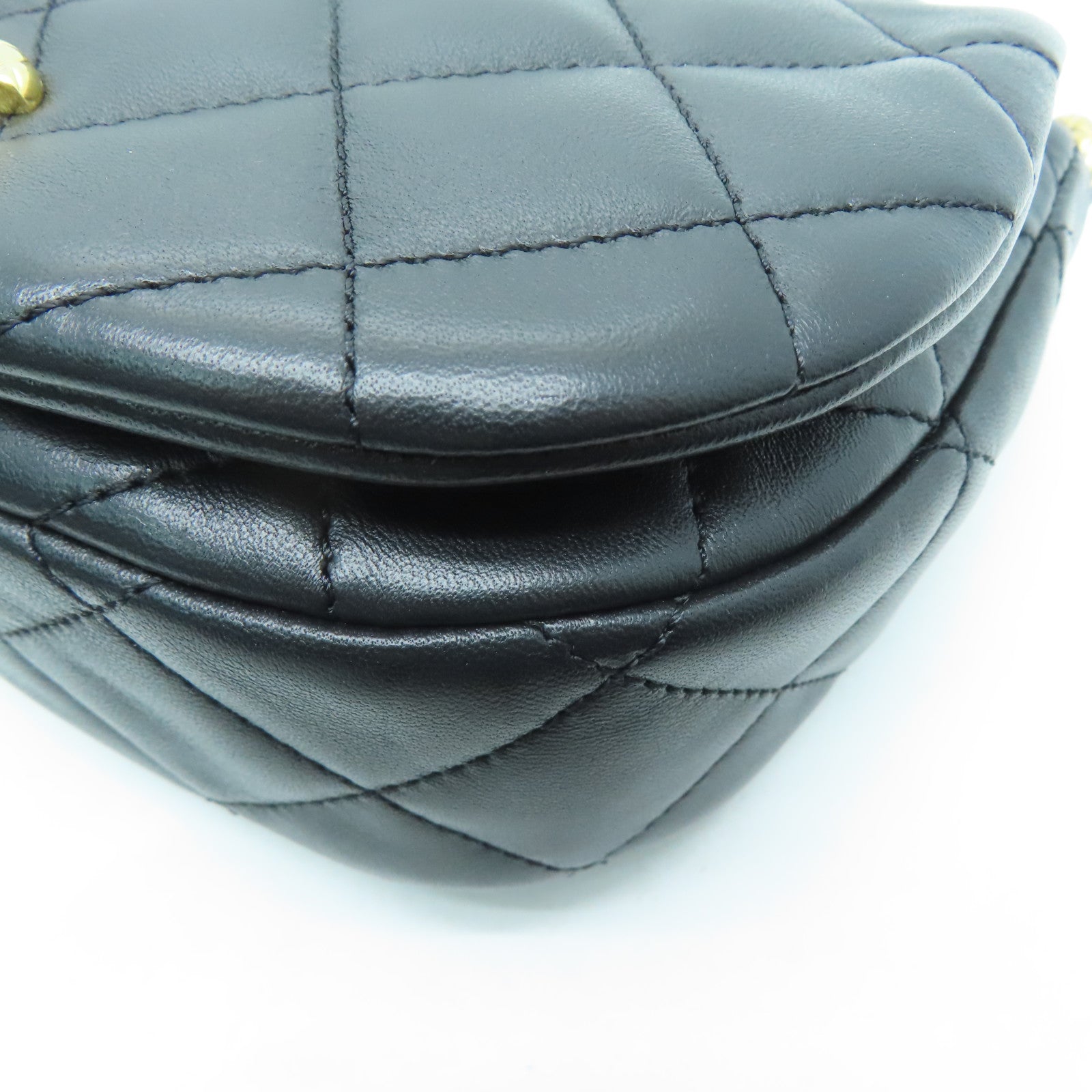 CHANEL 菱格羊皮皮革Chain Shoulder Bag金扣链带肩背袋黑色