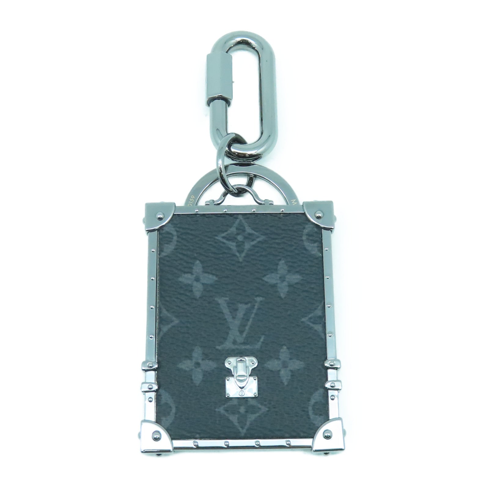 LOUIS VUITTON 金屬/Monogram Eclipse Mini Trunk Bag Charm/Key Holder銀扣鑰匙圈黑色
