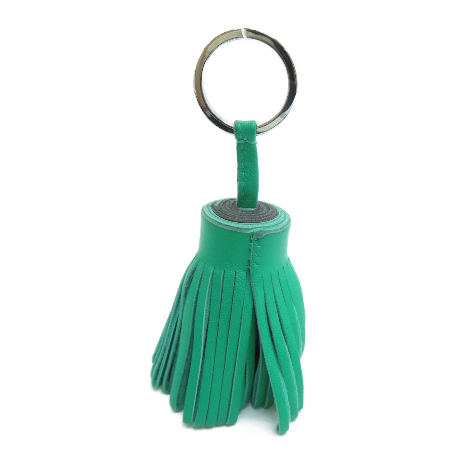 HERMES [Sharp Discount] Swift Leather Carmen Charm Silver Buckle Ornament Green Gray