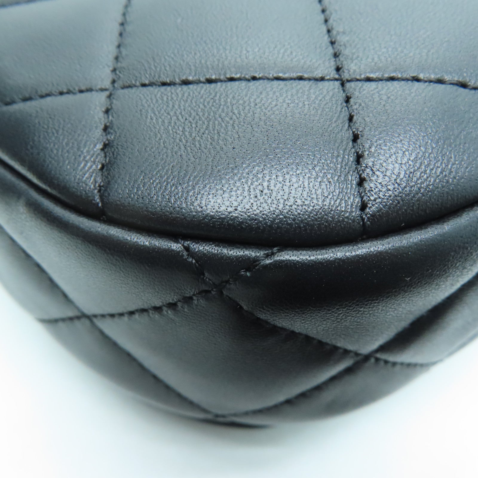 CHANEL 菱格羊皮皮革Chain Shoulder Bag金扣链带肩背袋黑色