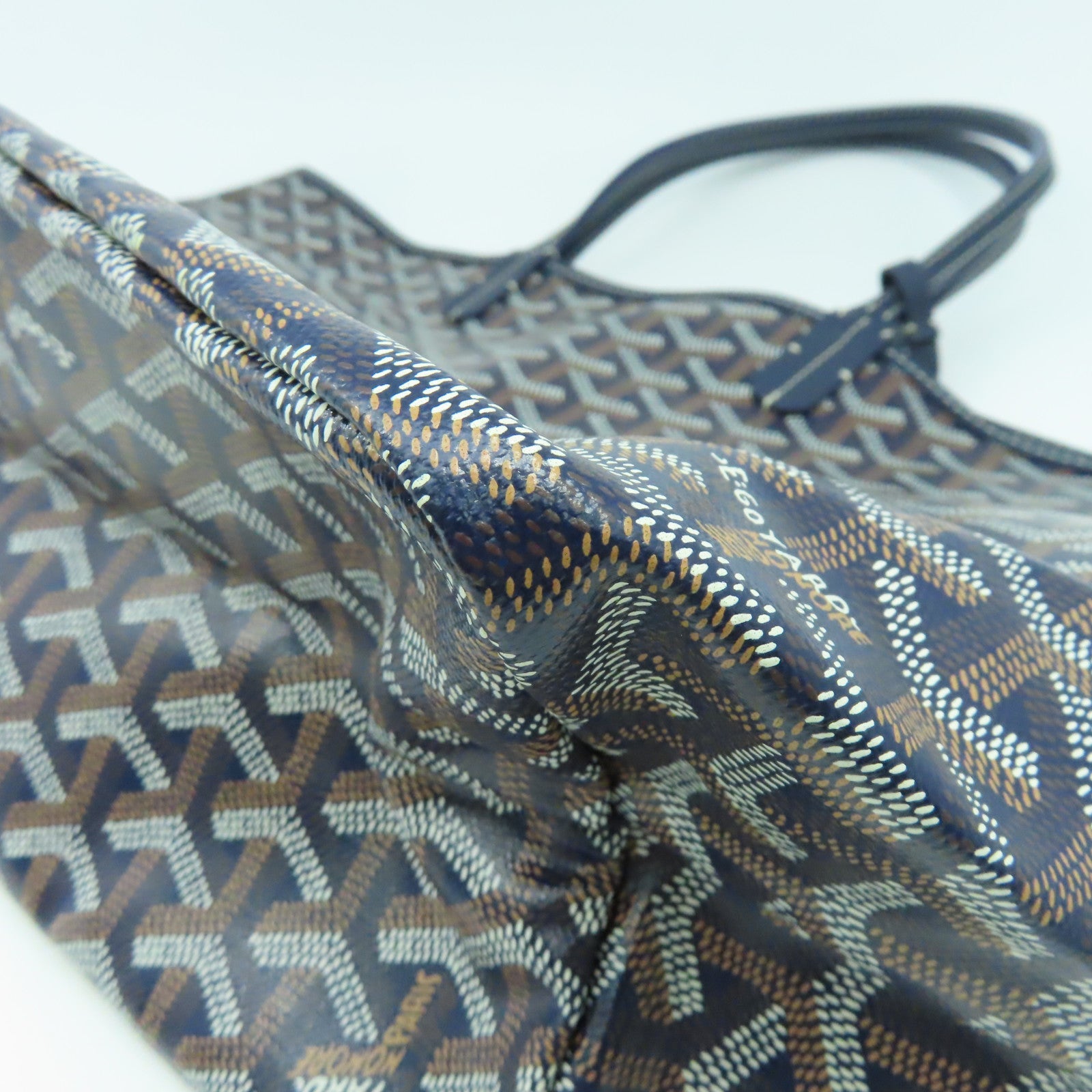 GOYARD 塗層帆布Saint Louis PM銀扣手挽袋藍色