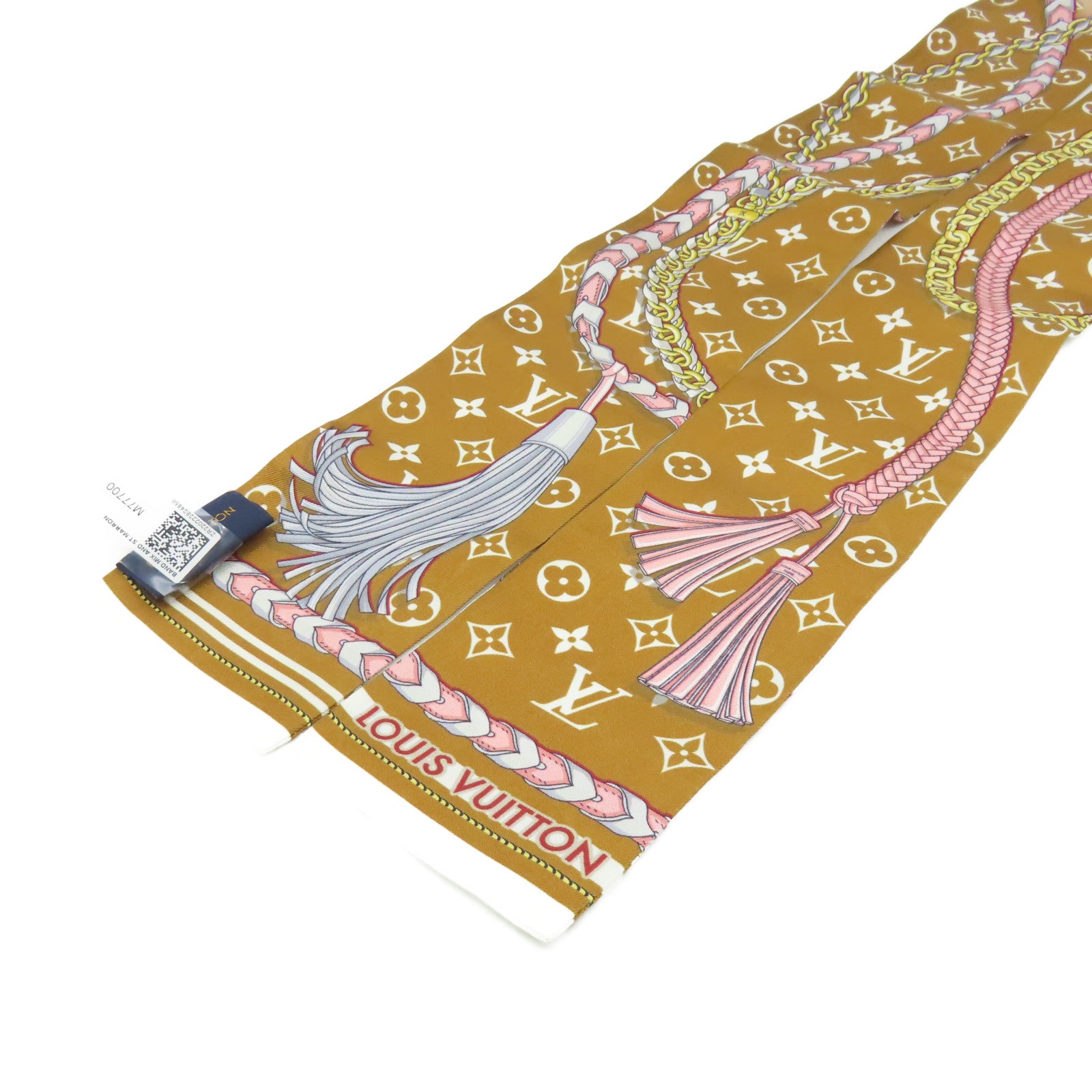 LOUIS VUITTON 絲質Mix and Straps Scarf絲巾啡色/粉紅色/彩色