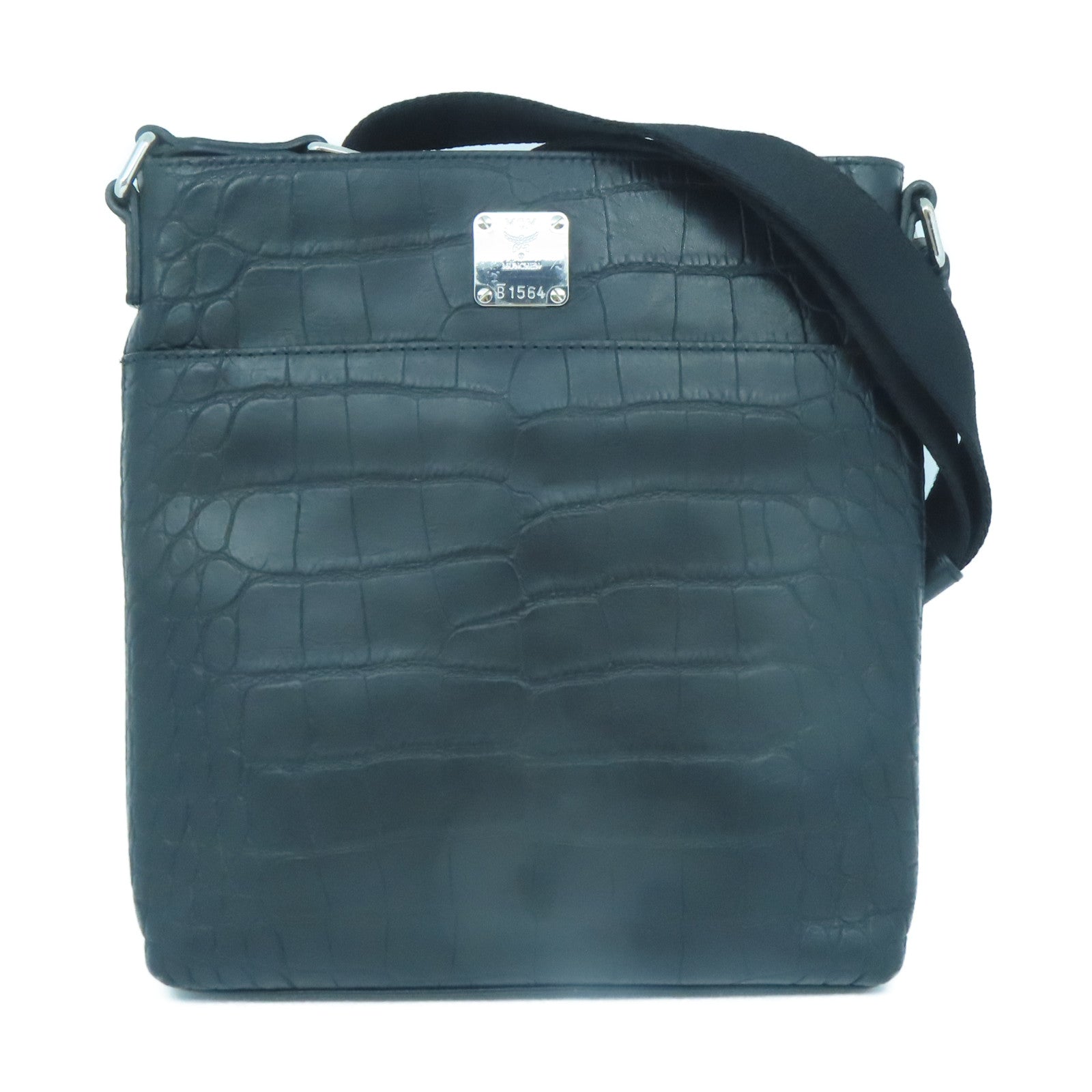 MCM 牛皮皮革Shoulder Bag銀扣肩背袋黑色