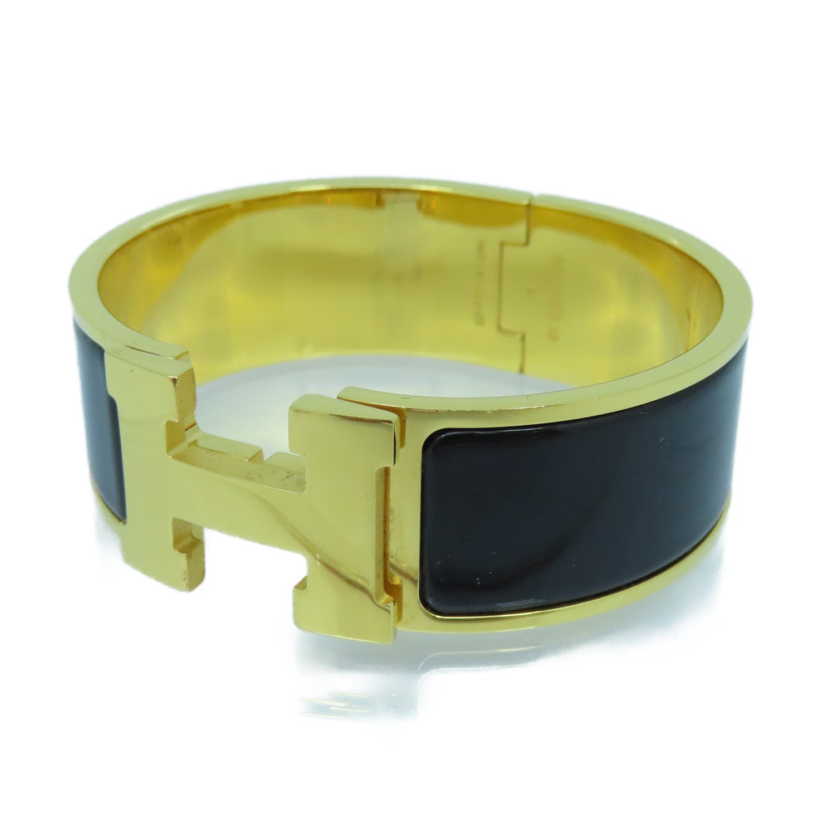 HERMES 琺瑯/金屬H Bangle手鐲黑色