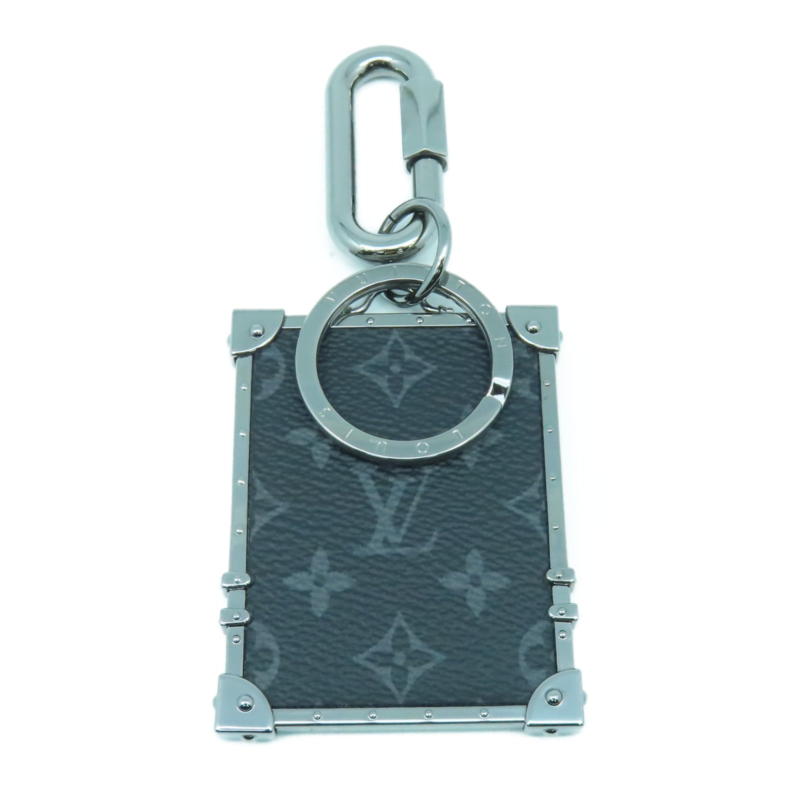 LOUIS VUITTON 金屬/Monogram Eclipse Mini Trunk Bag Charm/Key Holder銀扣鑰匙圈黑色