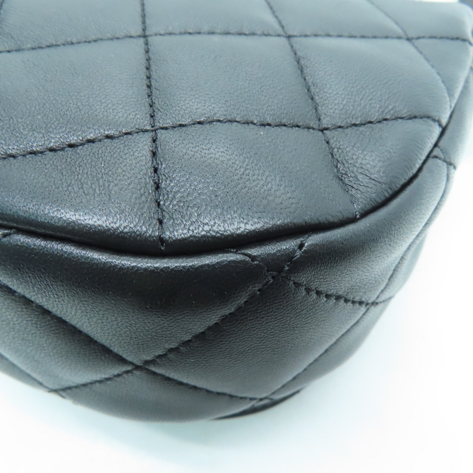 CHANEL 菱格羊皮皮革Chain Shoulder Bag金扣链带肩背袋黑色