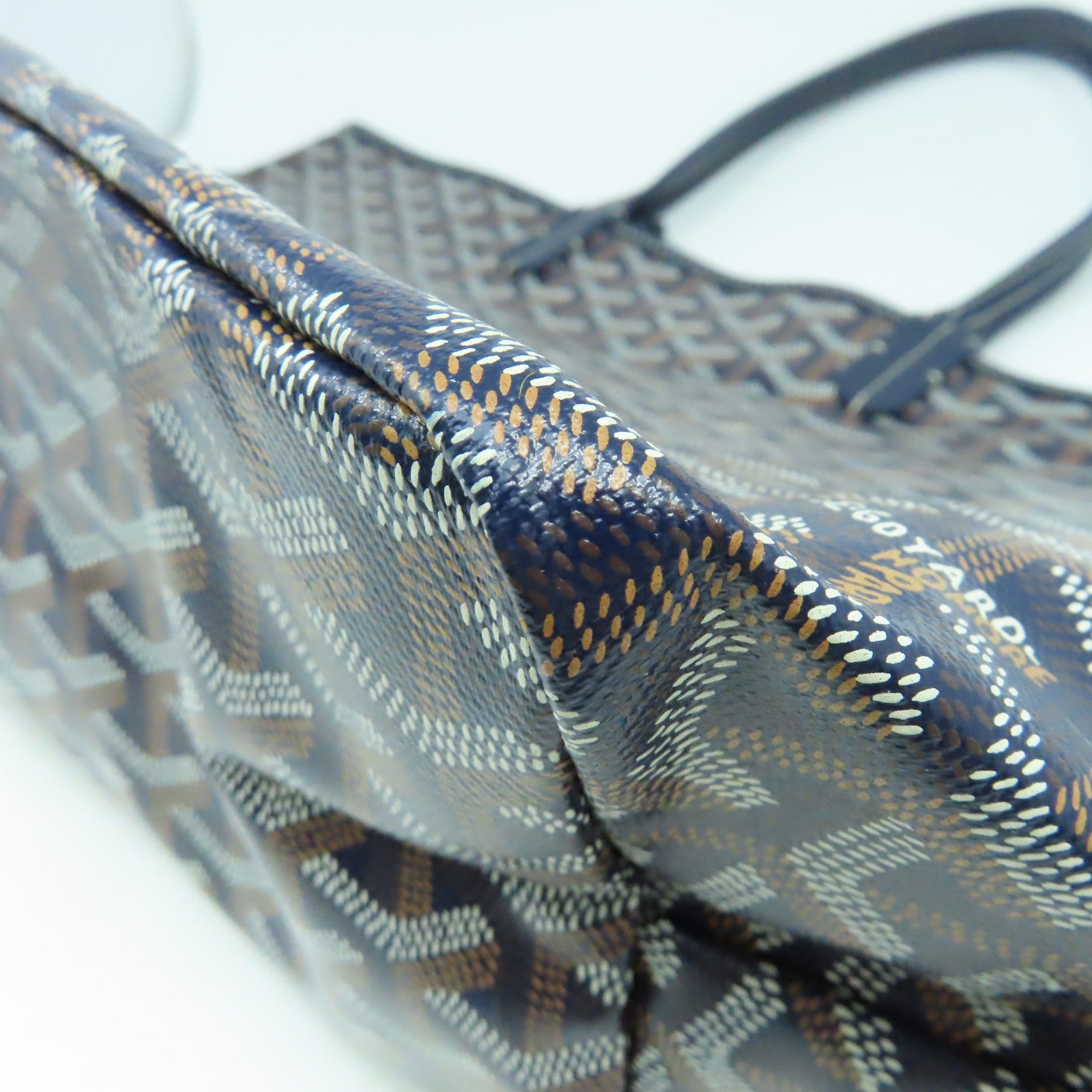 GOYARD 塗層帆布Saint Louis PM銀扣手挽袋藍色