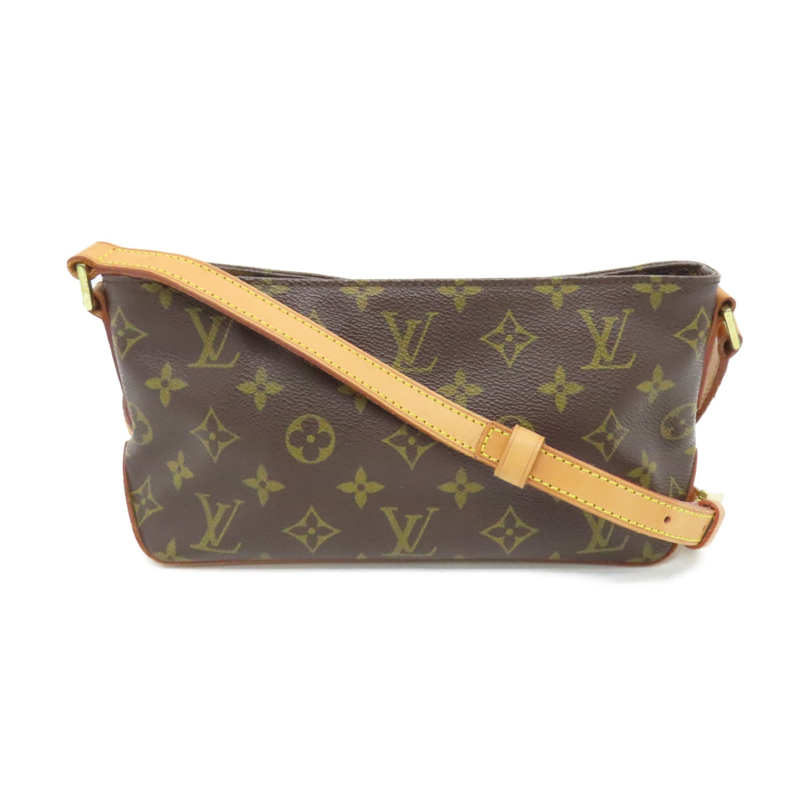 LOUIS VUITTON Monogram Trotteur Gold Buckle Shoulder Bag Brown