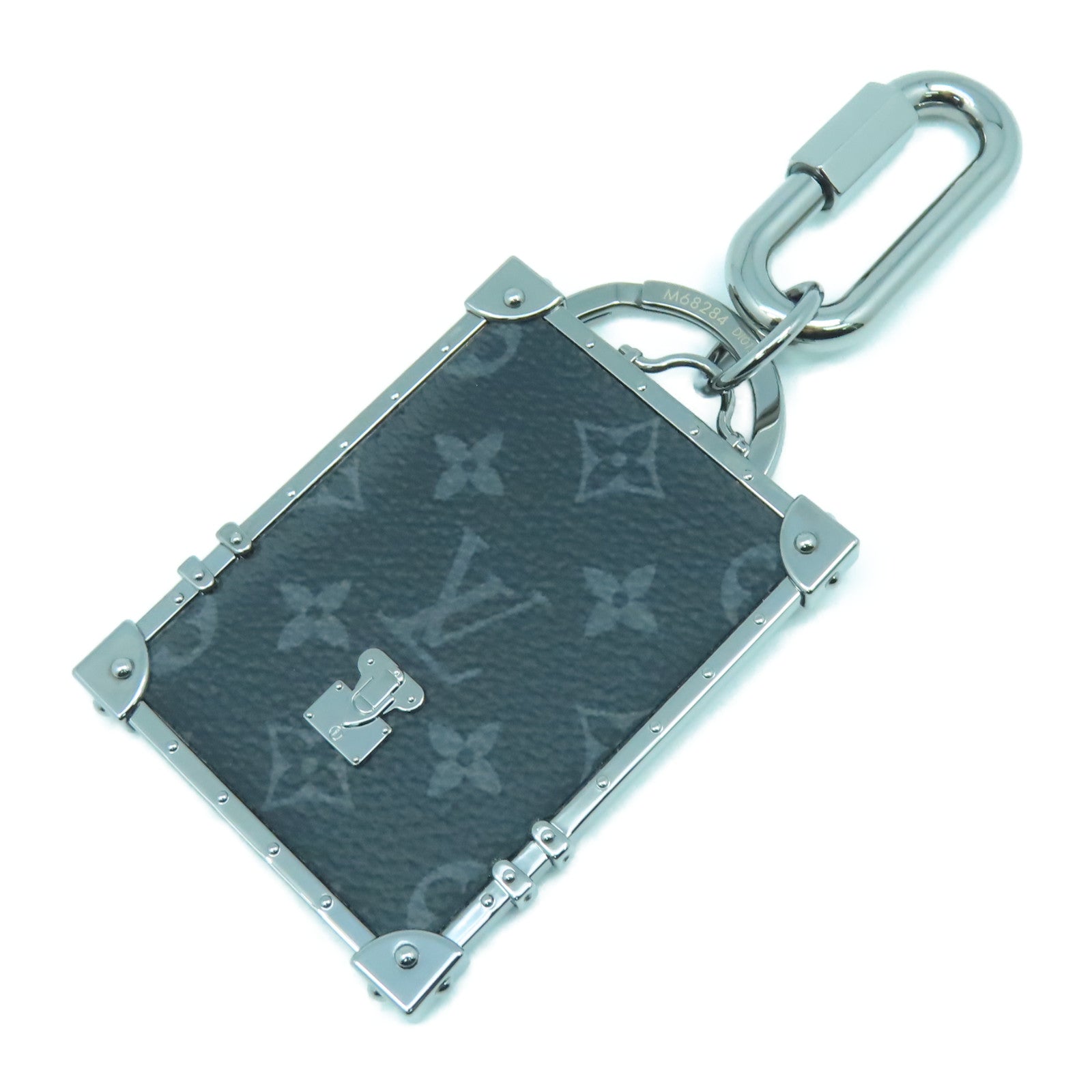 LOUIS VUITTON 金屬/Monogram Eclipse Mini Trunk Bag Charm/Key Holder銀扣鑰匙圈黑色