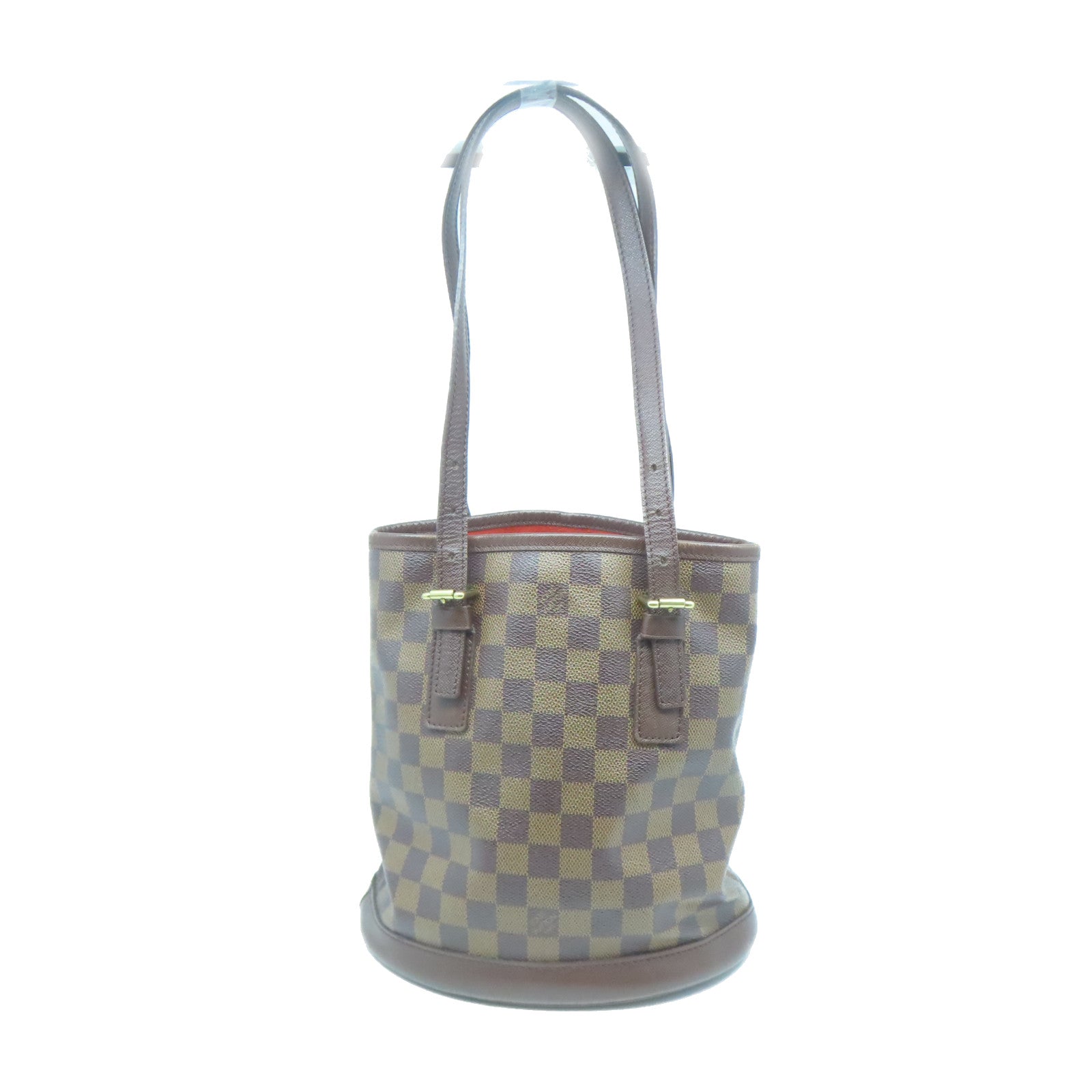 LOUIS VUITTON Damier Marais金扣手挽袋棕色