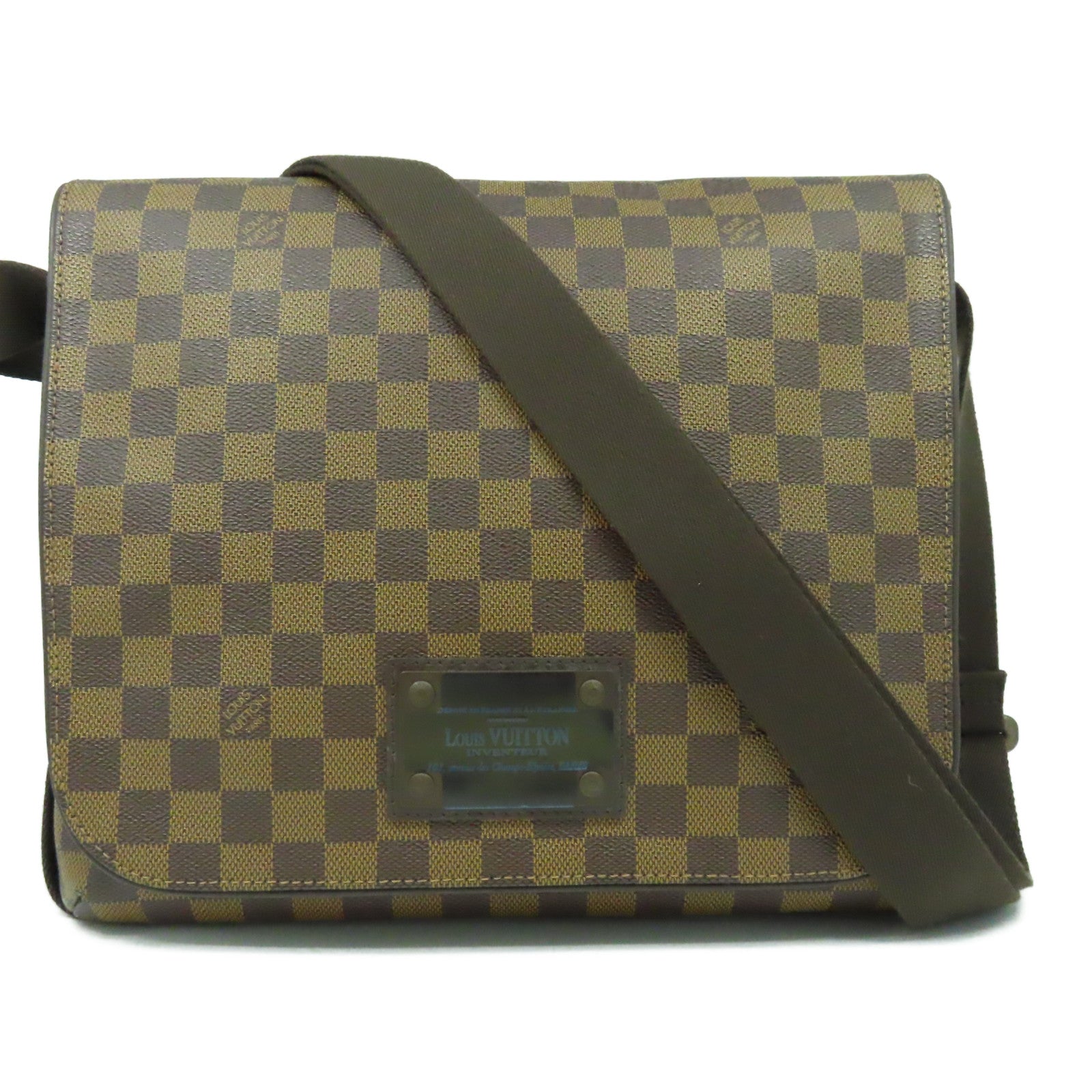 LOUIS VUITTON Damier Brooklyn MM金扣肩背袋啡色