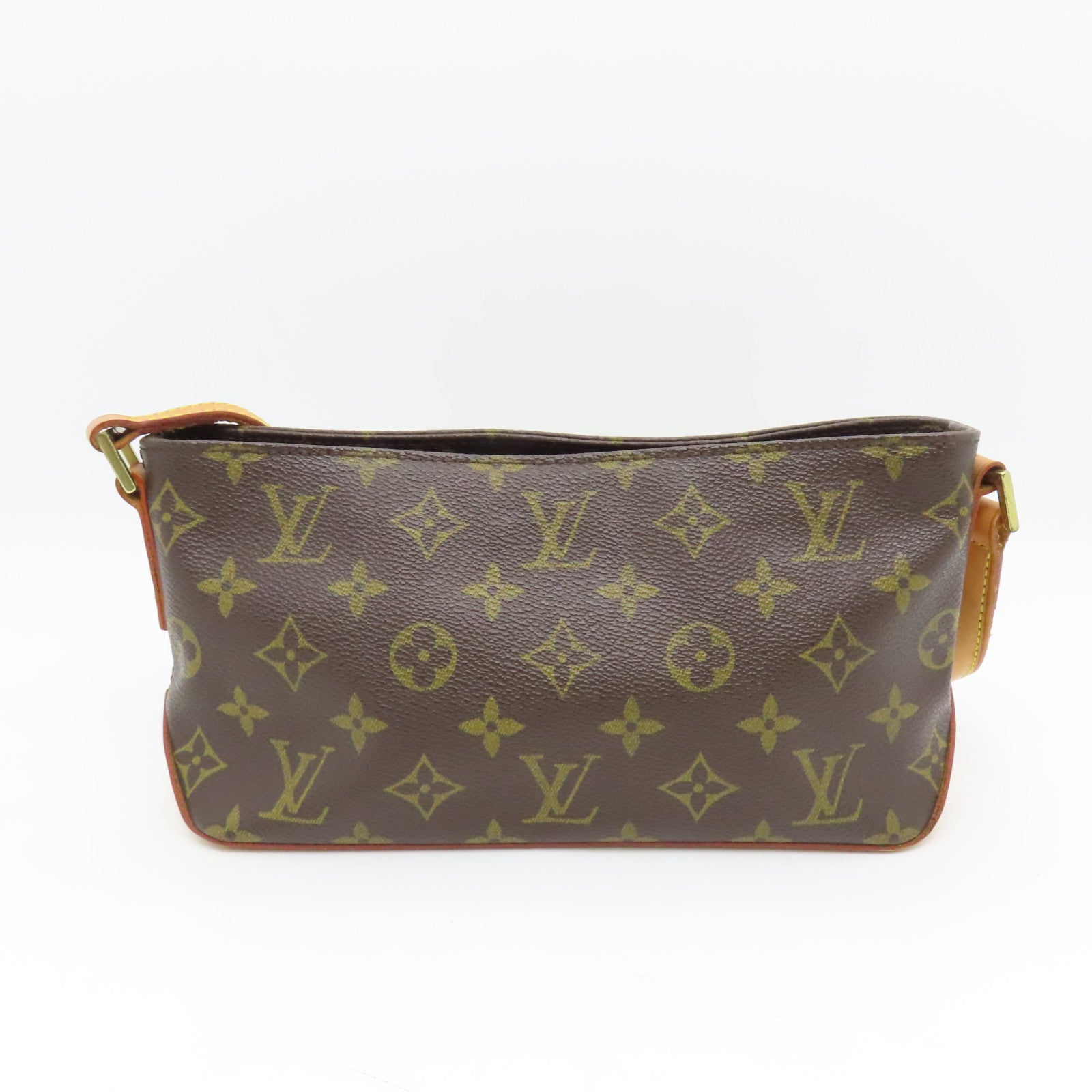 LOUIS VUITTON Monogram Trotteur Gold Buckle Shoulder Bag Brown