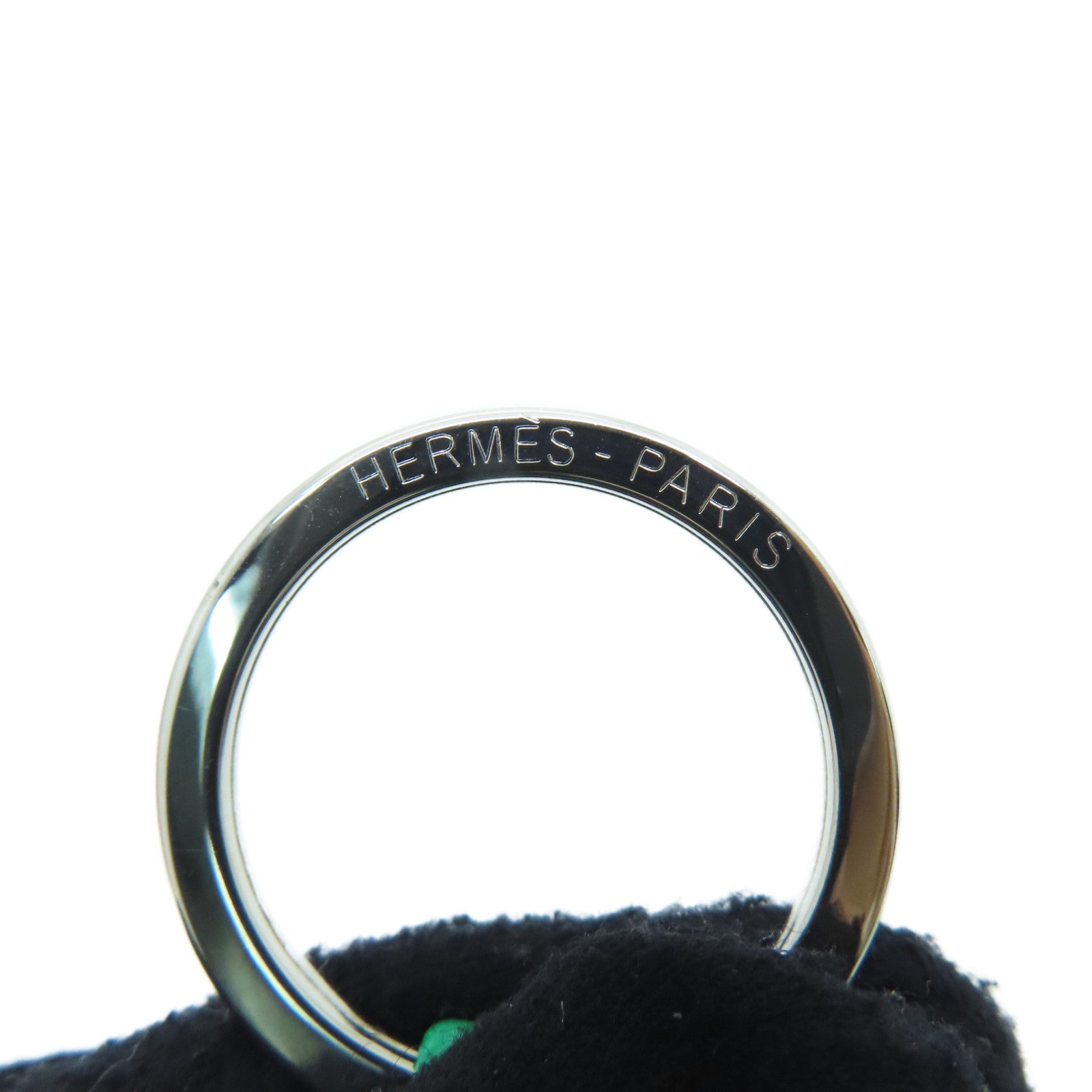 HERMES [Sharp Discount] Swift Leather Carmen Charm Silver Buckle Ornament Green Gray