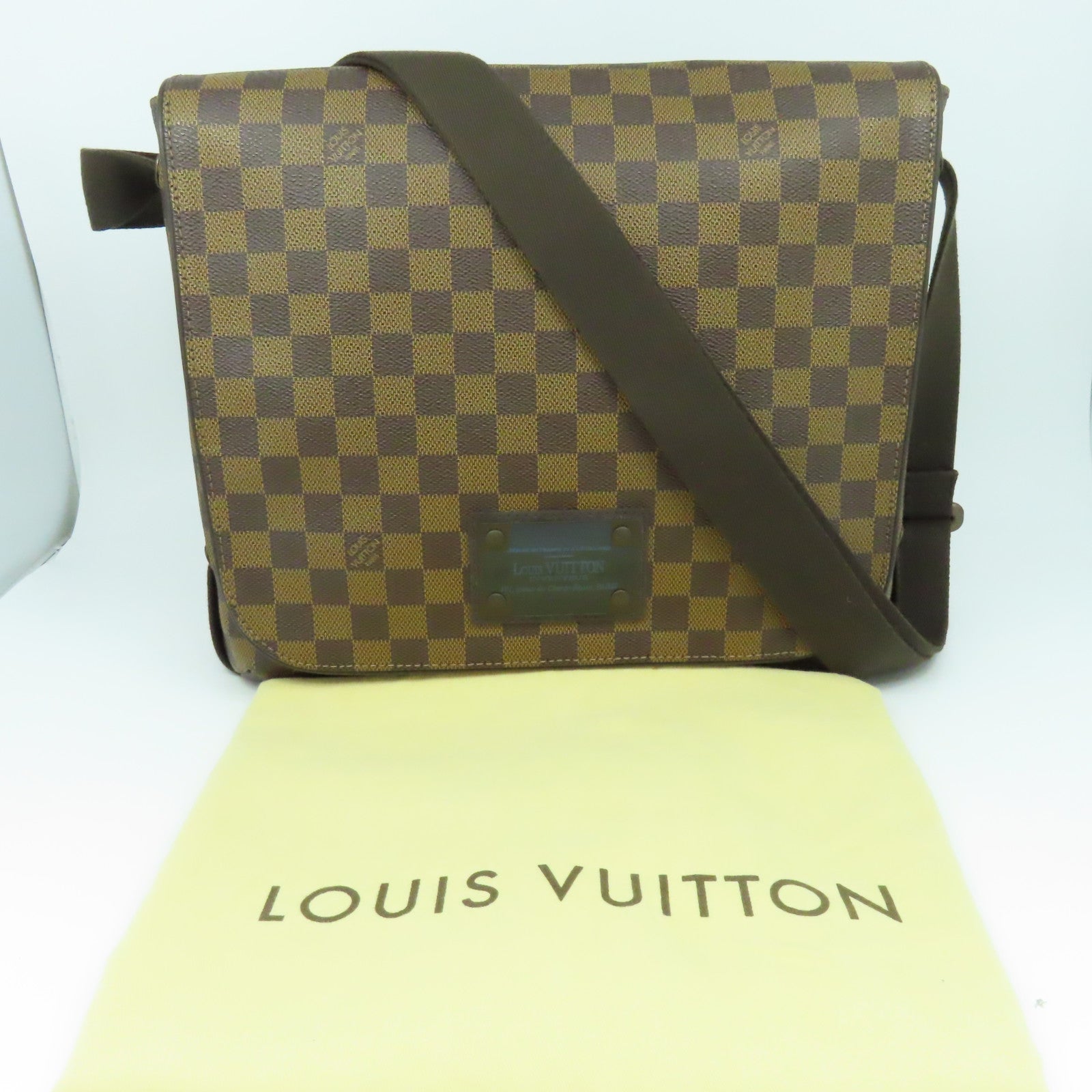 LOUIS VUITTON Damier Brooklyn MM金扣肩背袋啡色