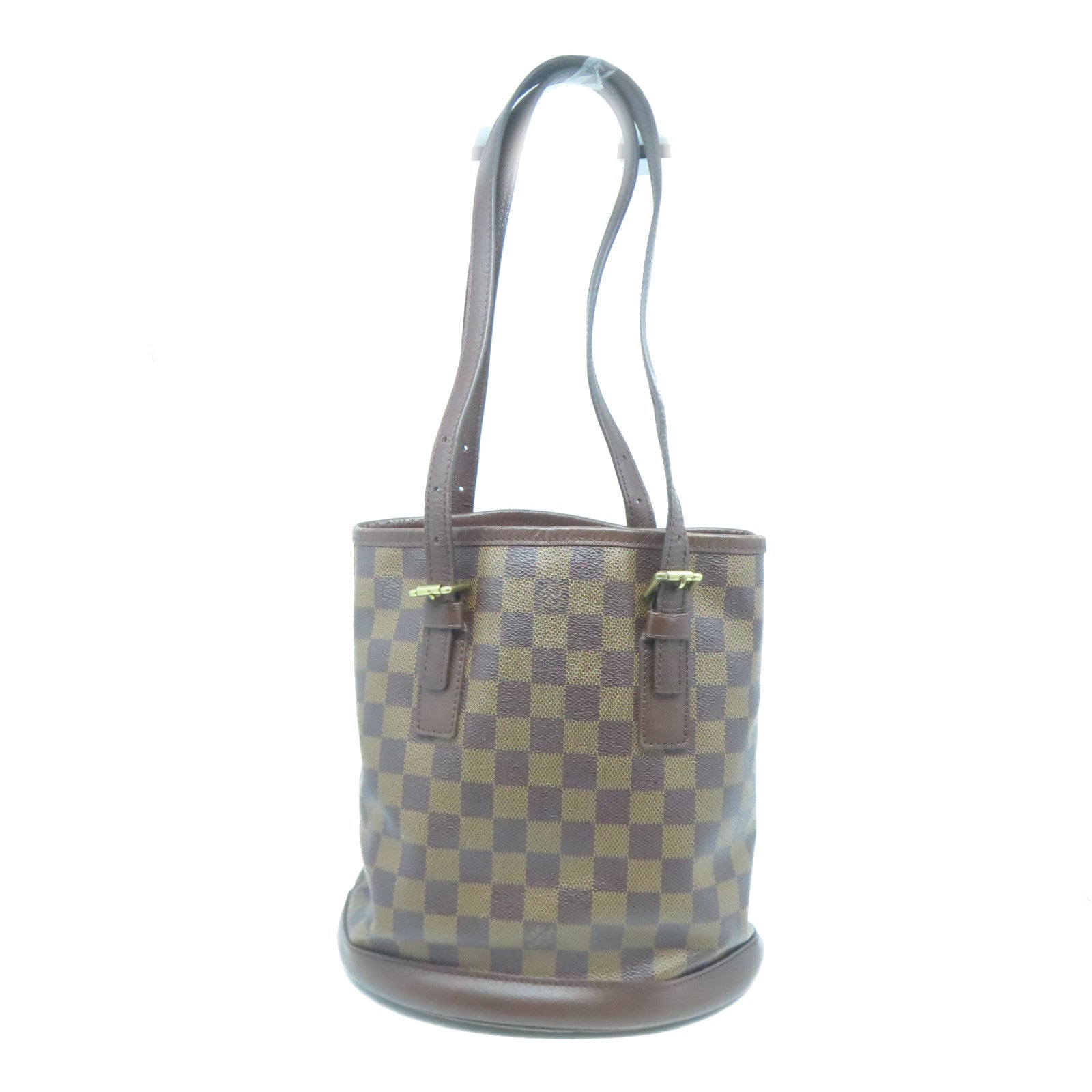 LOUIS VUITTON Damier Marais金扣手挽袋棕色