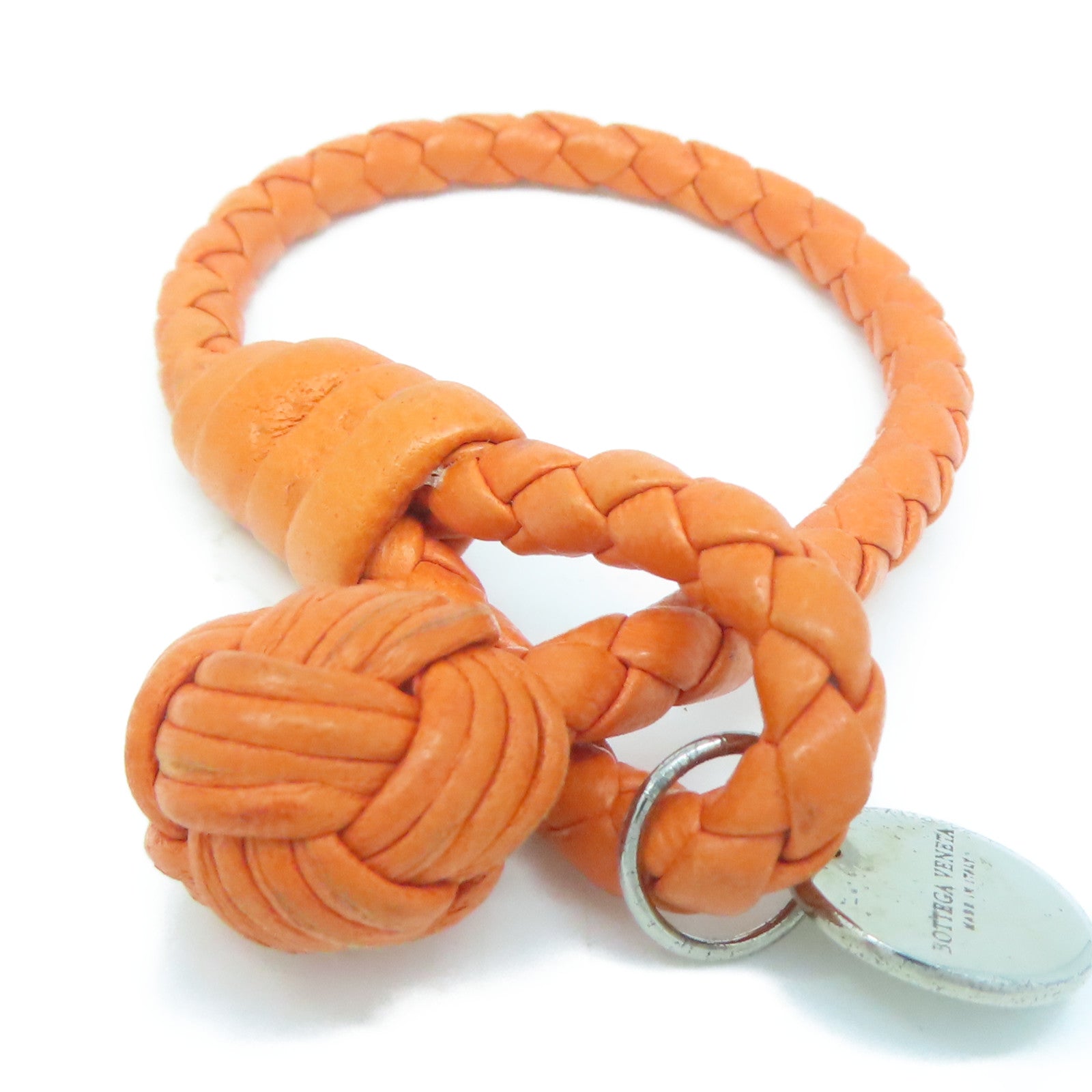 BOTTEGA VENETA 羊皮皮革/925純銀Bracelet銀扣手鏈橙色