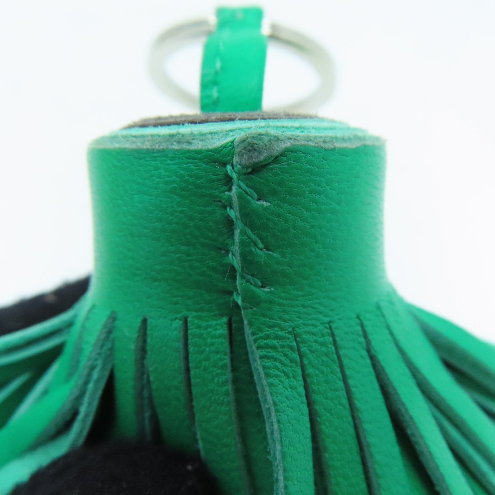 HERMES [Sharp Discount] Swift Leather Carmen Charm Silver Buckle Ornament Green Gray