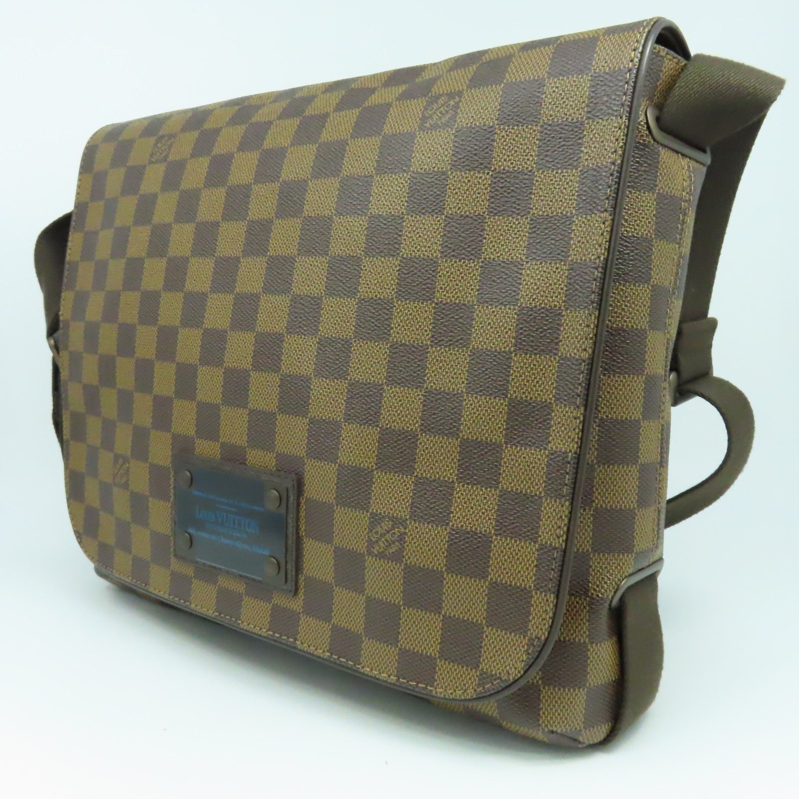 LOUIS VUITTON Damier Brooklyn MM金扣肩背袋啡色
