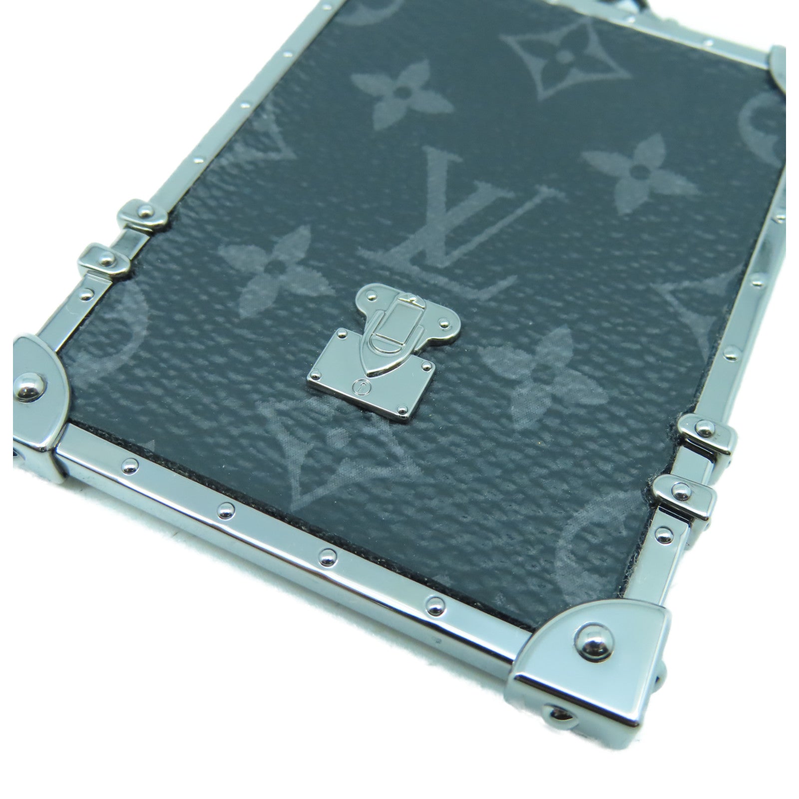 LOUIS VUITTON 金屬/Monogram Eclipse Mini Trunk Bag Charm/Key Holder銀扣鑰匙圈黑色