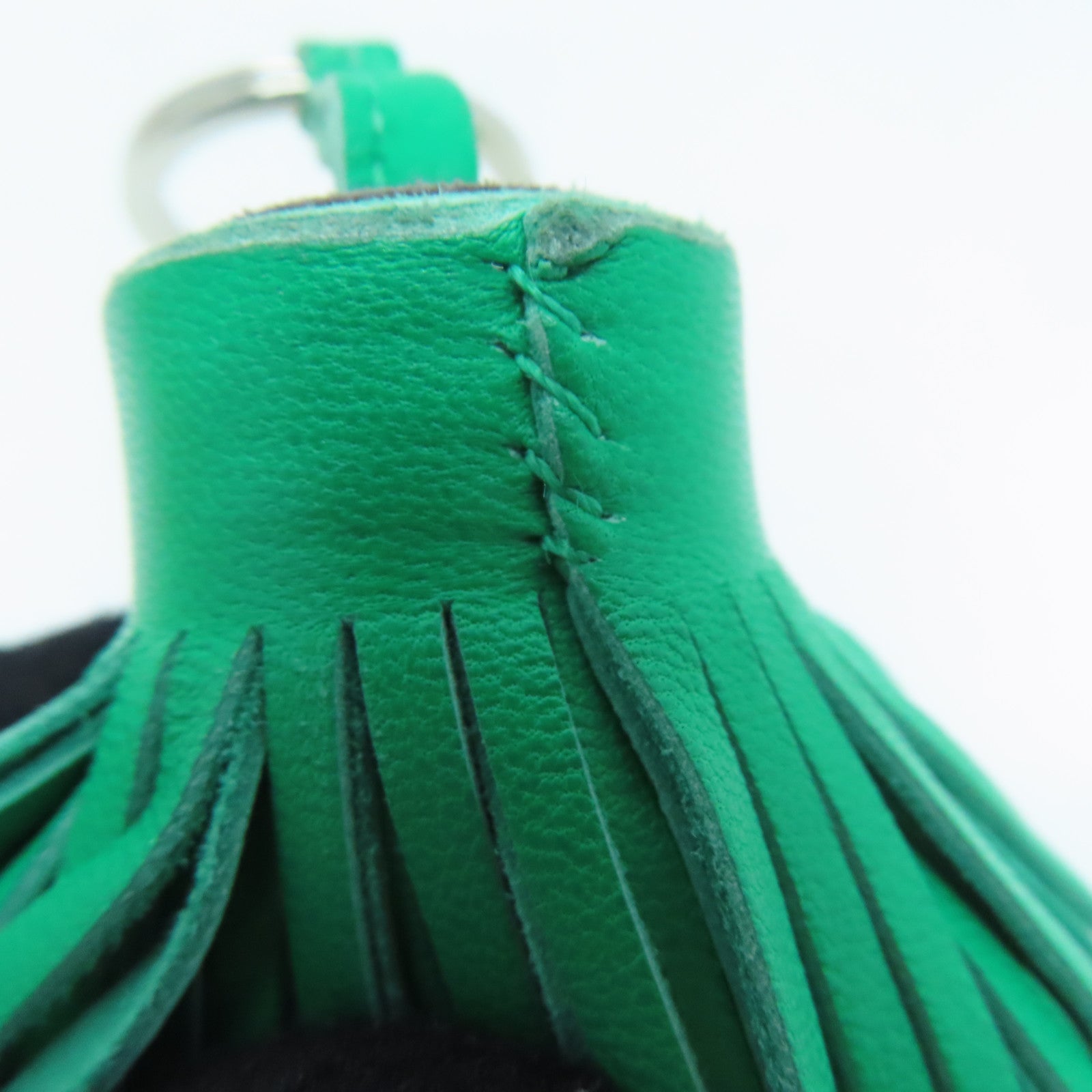 HERMES [Sharp Discount] Swift Leather Carmen Charm Silver Buckle Ornament Green Gray